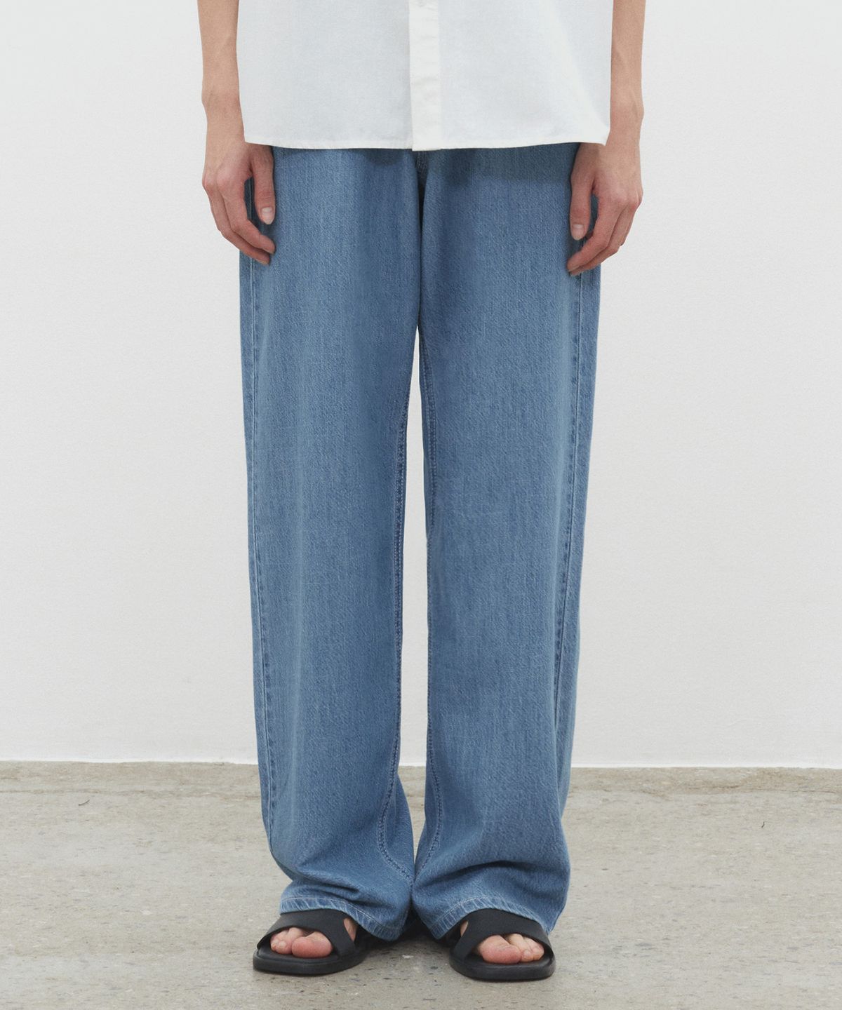 데케트(DECET) [썸머 린넨라이크]Linen Like Mid Rise Wide Jeans DCPT039Blue