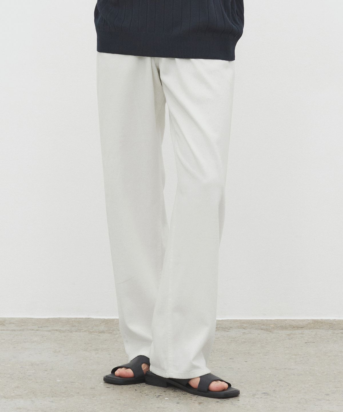 데케트(DECET) [썸머 린넨라이크]Linen Like Mid Rise Wide Jeans DCPT039Ivory