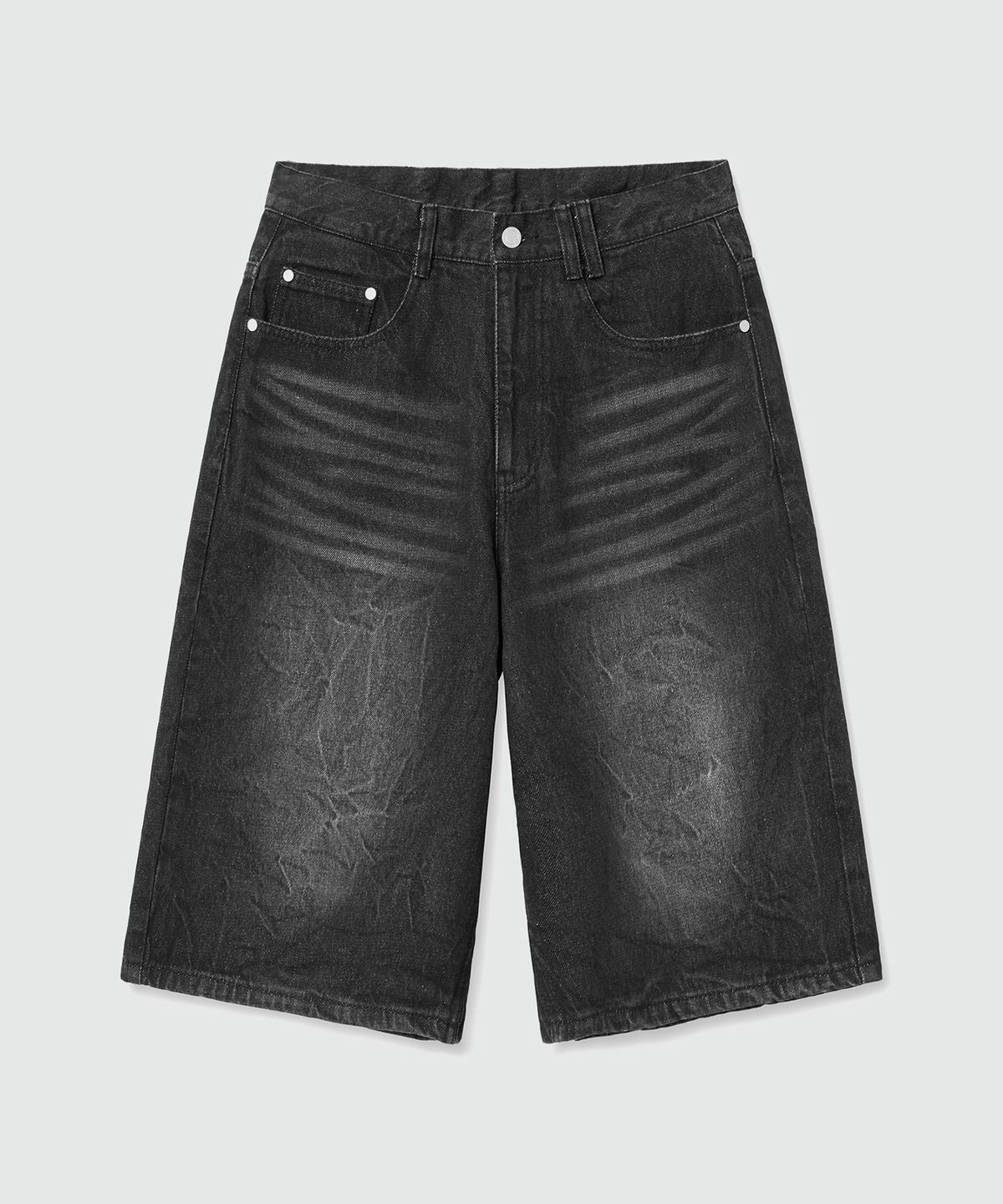 데케트(DECET) CR Wide Denim Shorts DCPT035CRBlackB