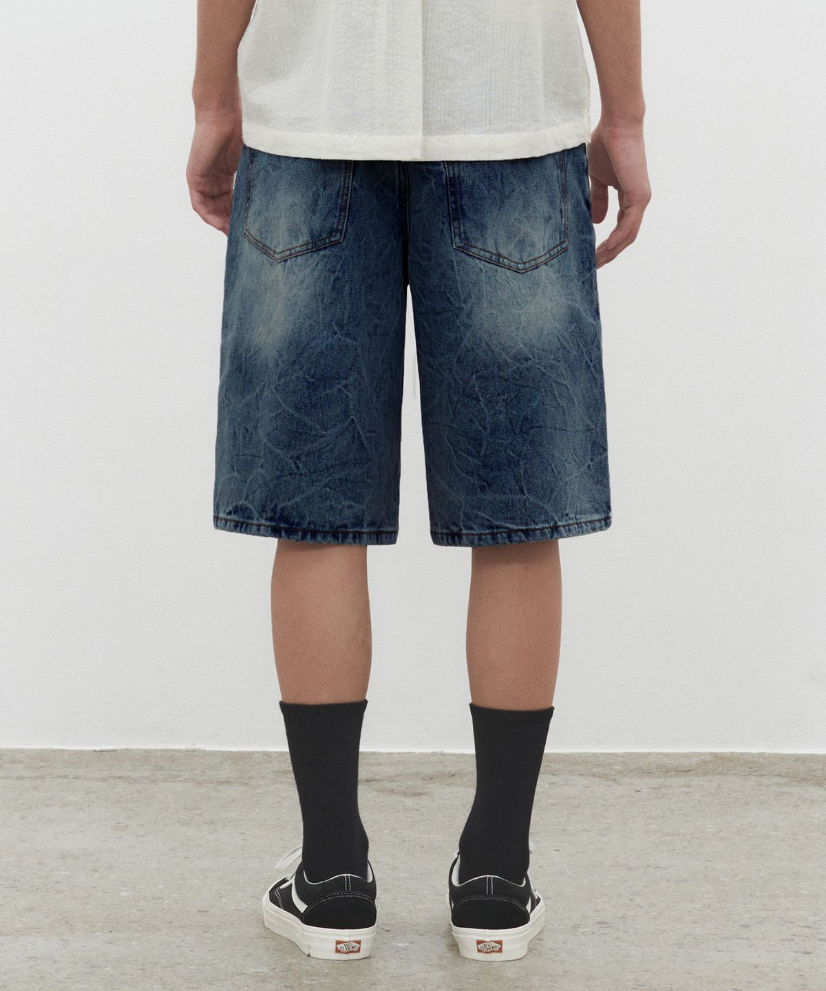 데케트(DECET) CR Wide Denim Shorts DCPT035CRBlueB