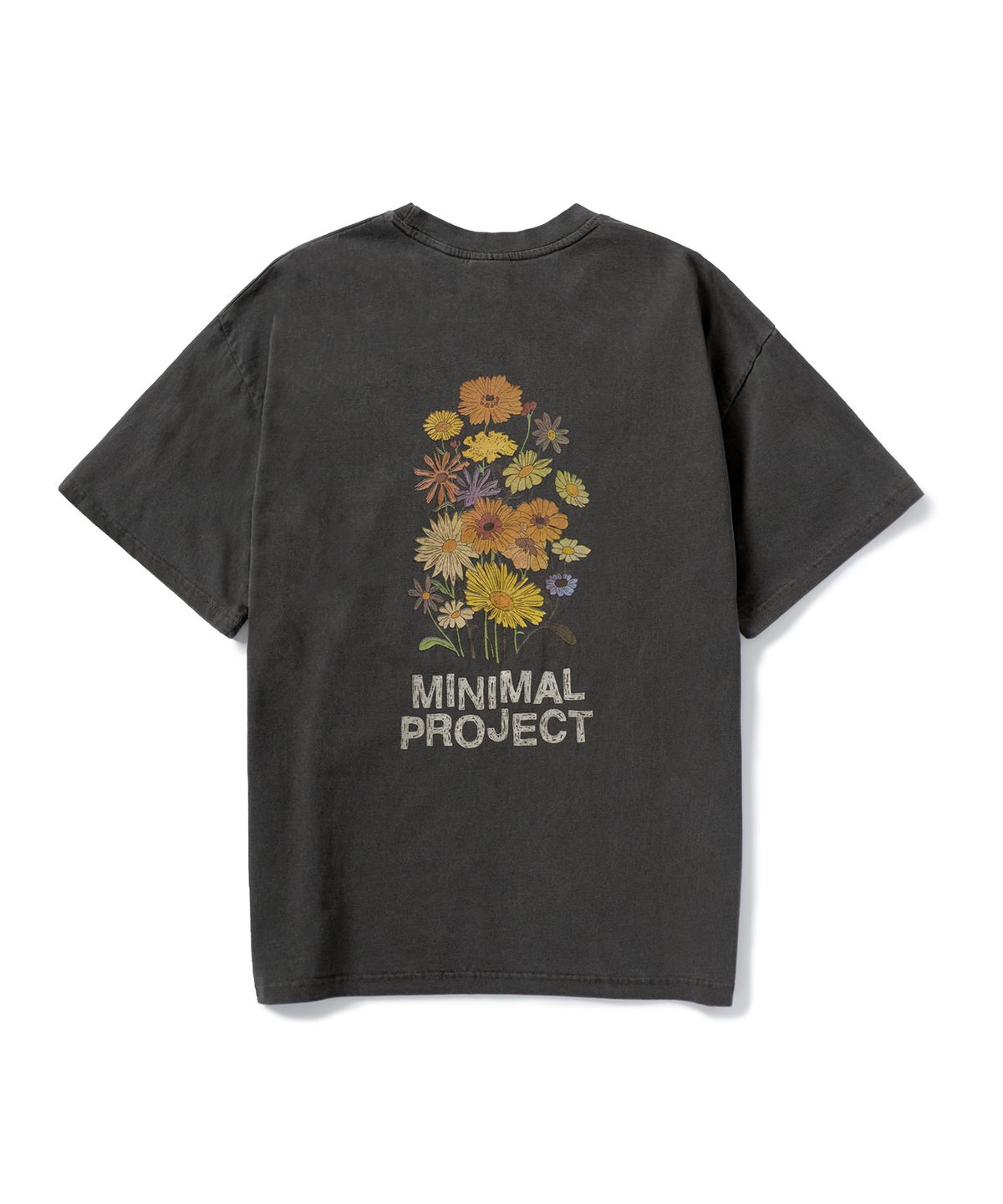 미니멀프로젝트(MINIMALPROJECT) 플라워 프린팅 피그먼트 반팔티셔츠 MST155 [DARK GRAY]