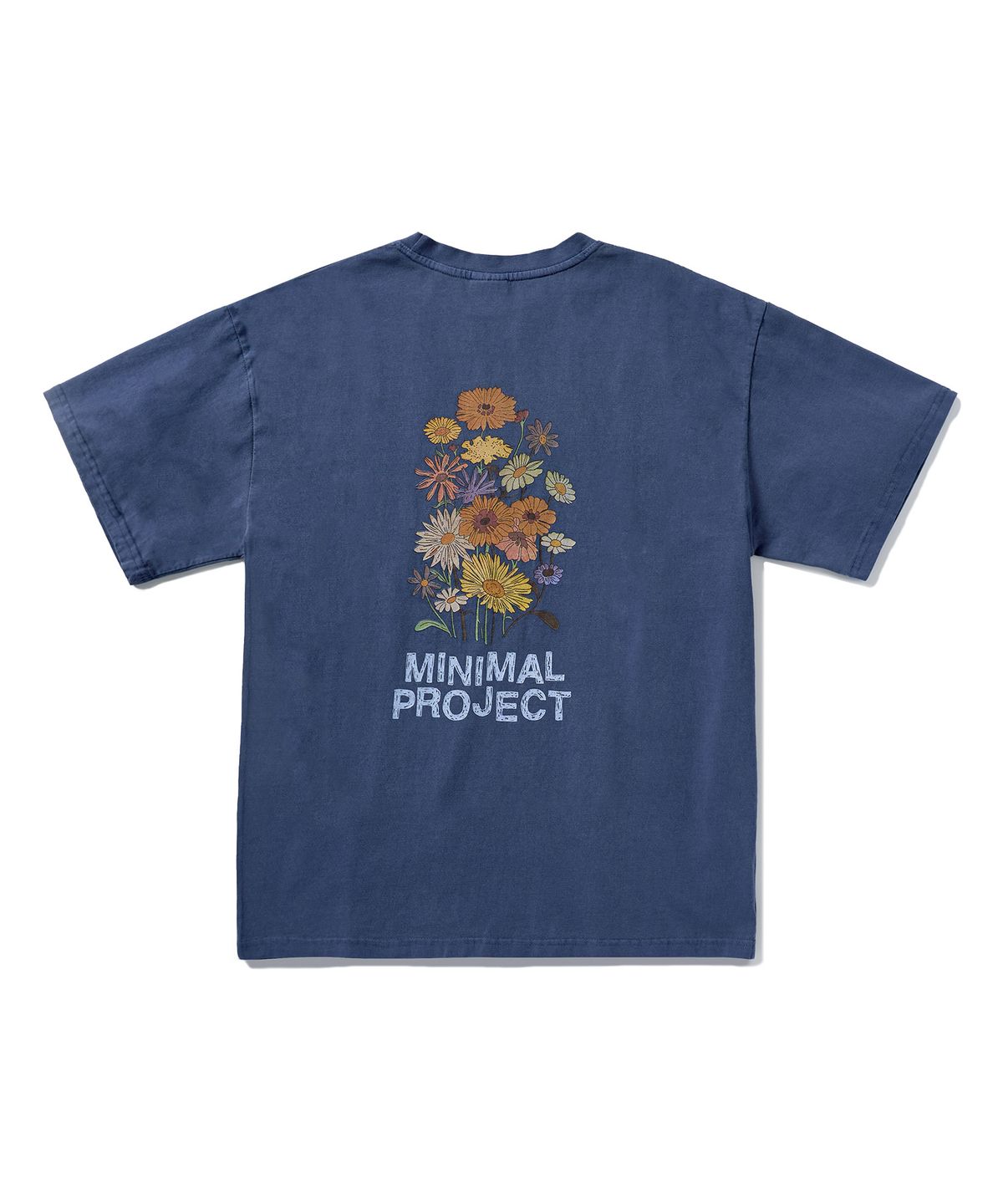 미니멀프로젝트(MINIMALPROJECT) 플라워 프린팅 피그먼트 반팔티셔츠 MST155 [LIGHT NAVY]