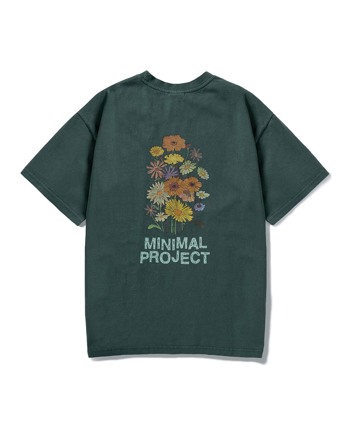 미니멀프로젝트(MINIMALPROJECT) 플라워 프린팅 피그먼트 반팔티셔츠 MST155 [BLUE GREEN]