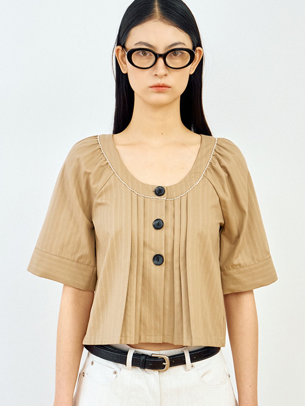 위메농(OUI MAIS NON) Sunflower cotton blouse