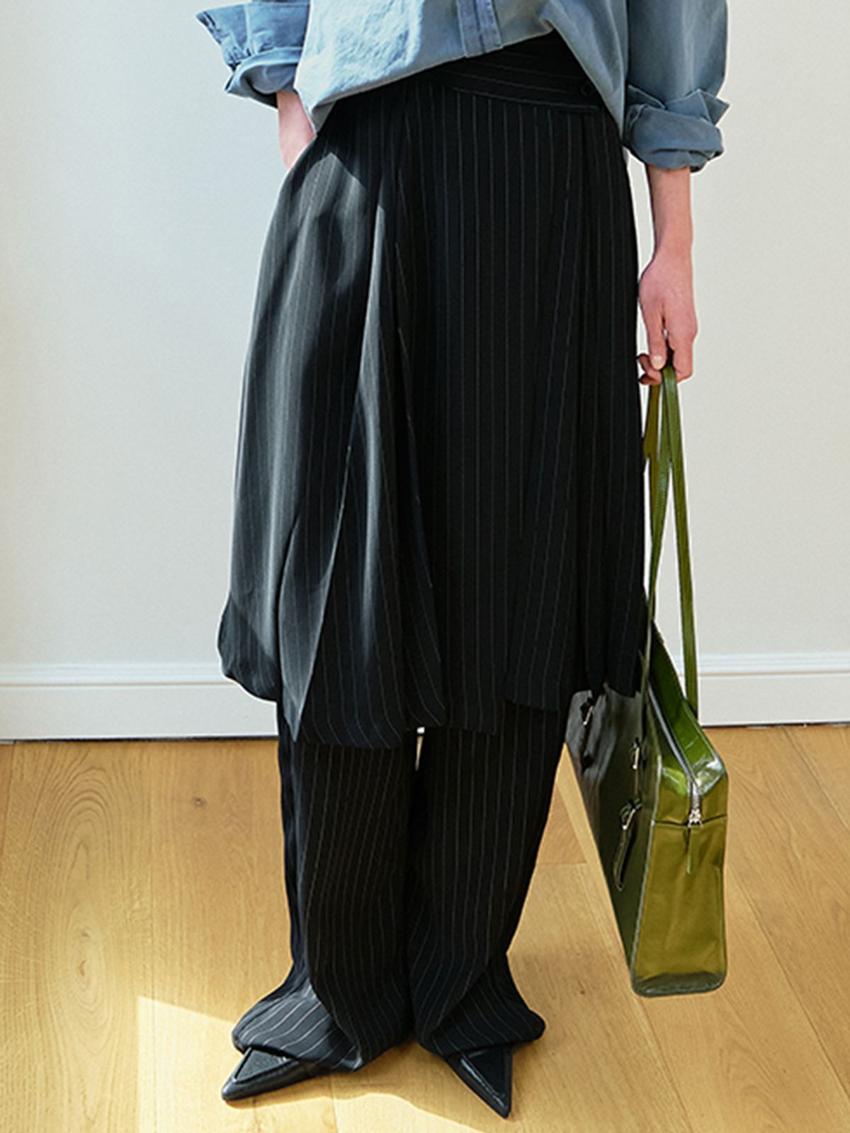 위메농(OUI MAIS NON) Annabelle stripe wrapped skirts