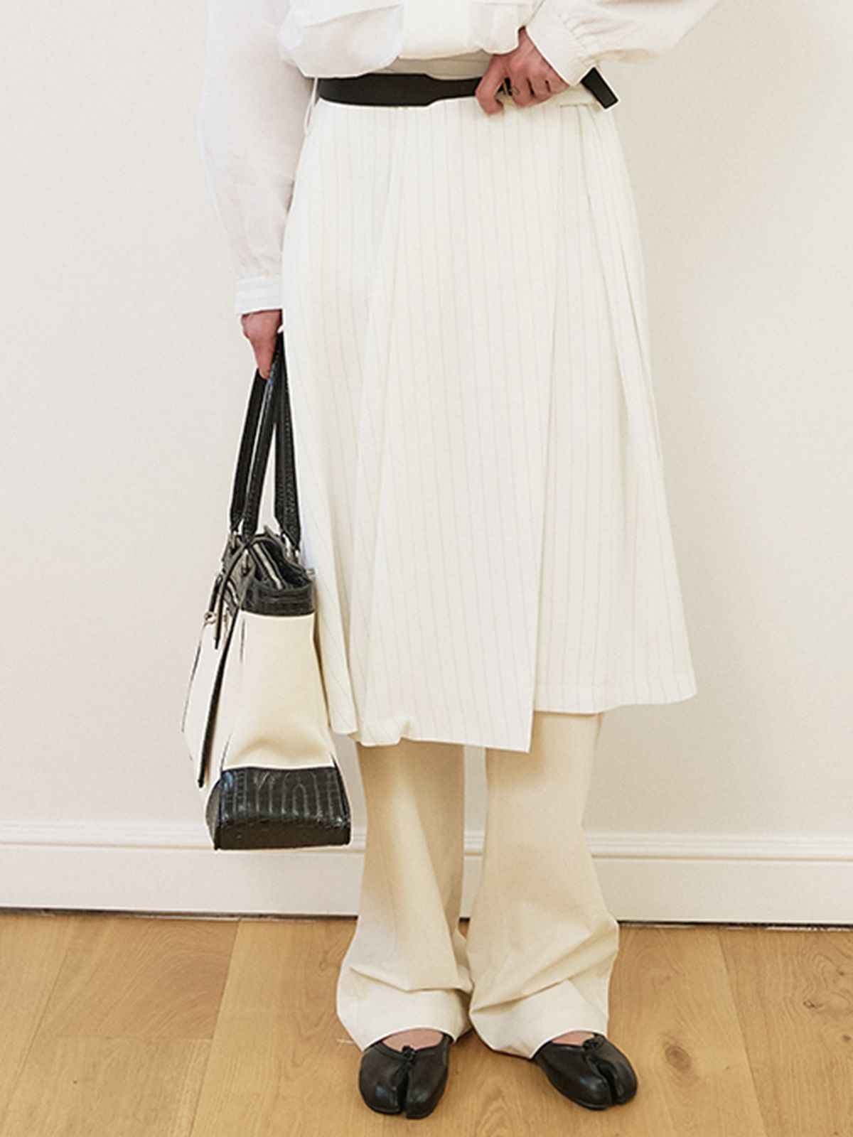 위메농(OUI MAIS NON) Annabelle stripe wrapped skirts