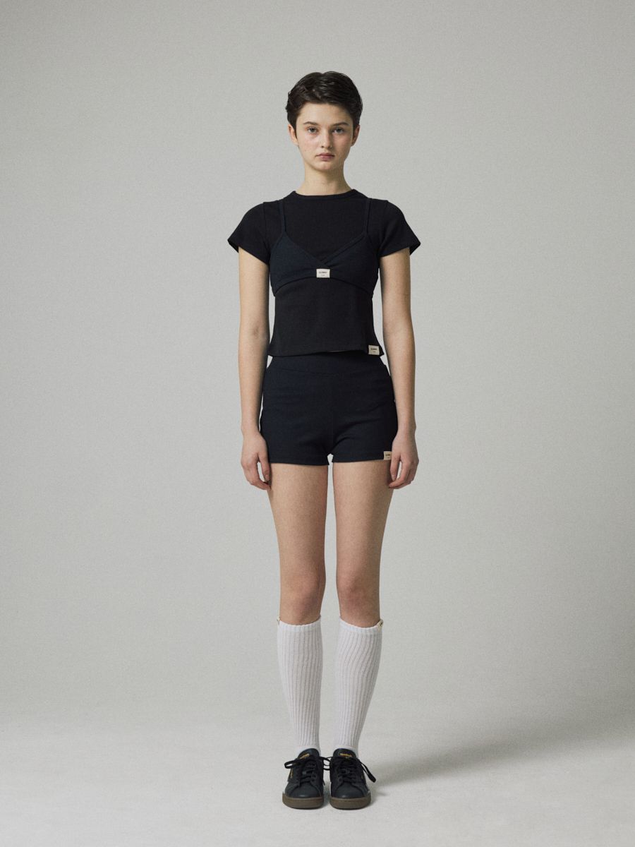 MUSINSA | GLOWNY G CLASSIC RIB SHORTS (BLACK)