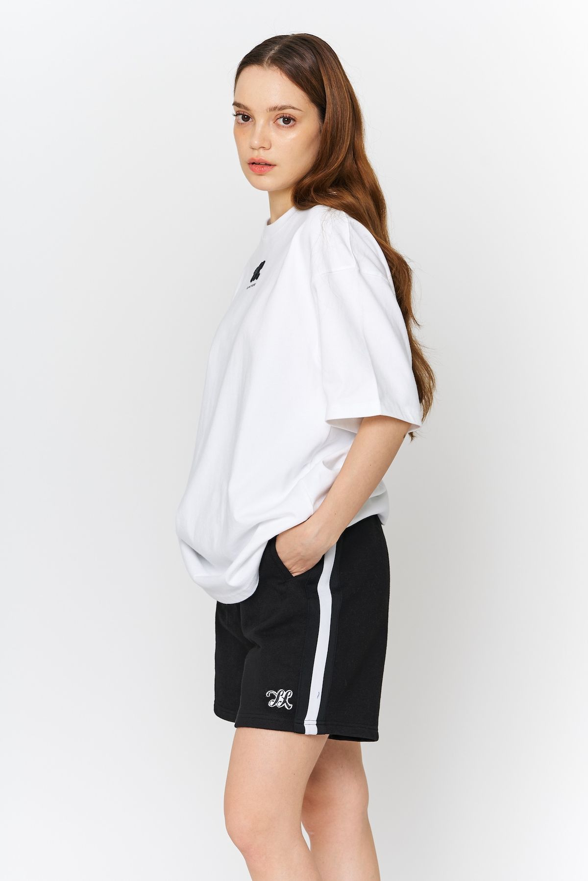 플랑프레레(FLANC FRERE) 유니섹스 스트라이프 져지 반바지 (검정)