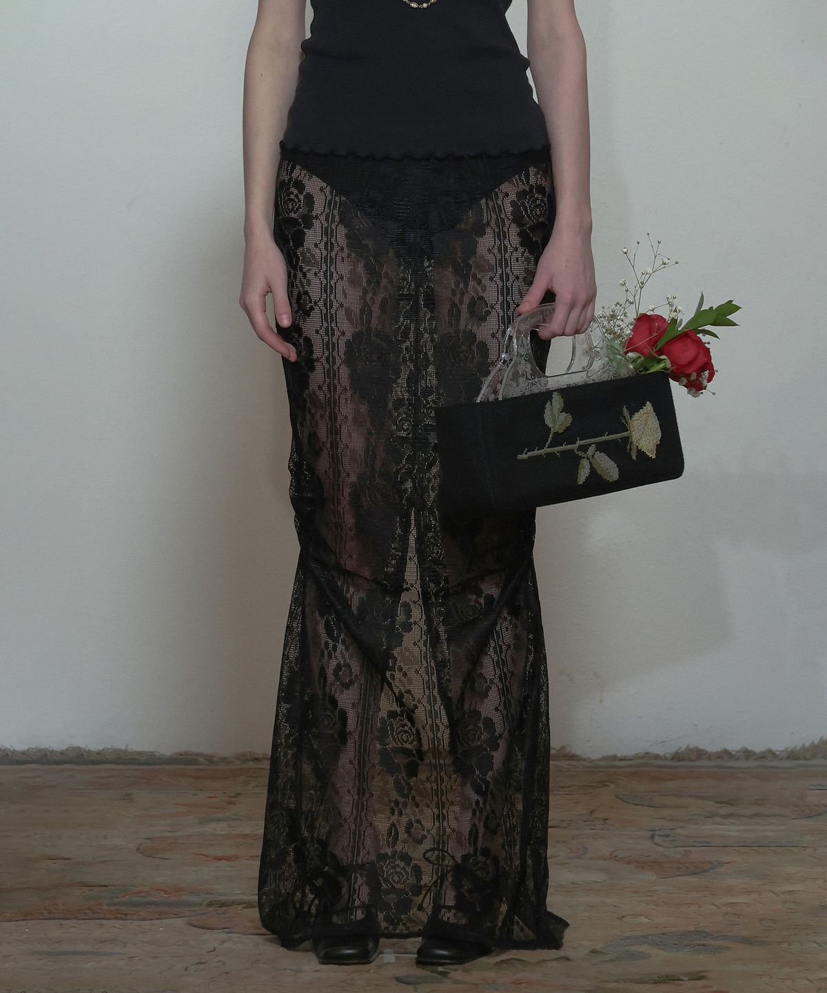 스컬프터(SCULPTOR) Granny Lucite Handle Bag Black
