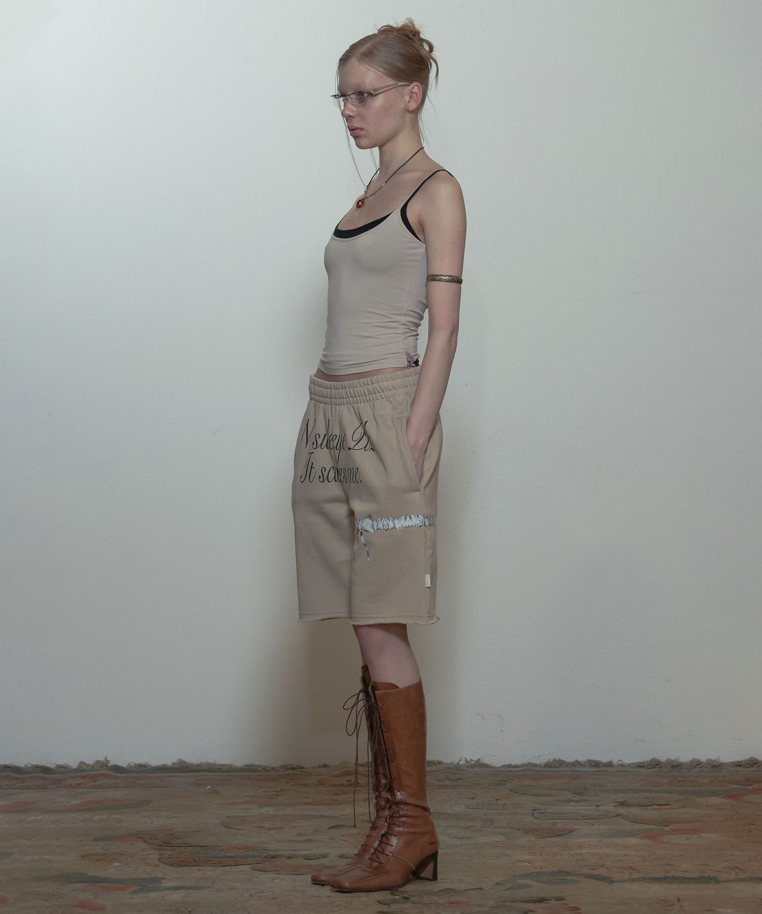 ★SCULPTOR★ Wedding Garter Belt Halfpants Gray SC24S423NMGY MUSINSA | SCULPTOR Wedding Garter Belt Half-pants Gray