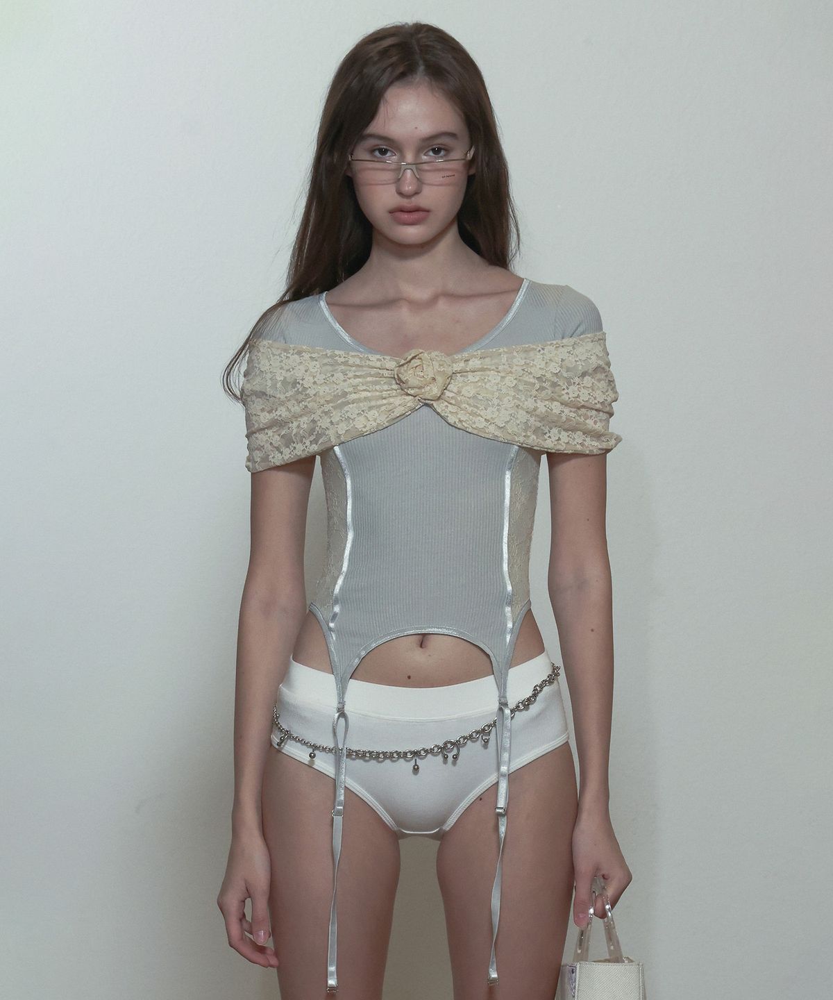 스컬프터(SCULPTOR) Corset U Neck Tee Ice