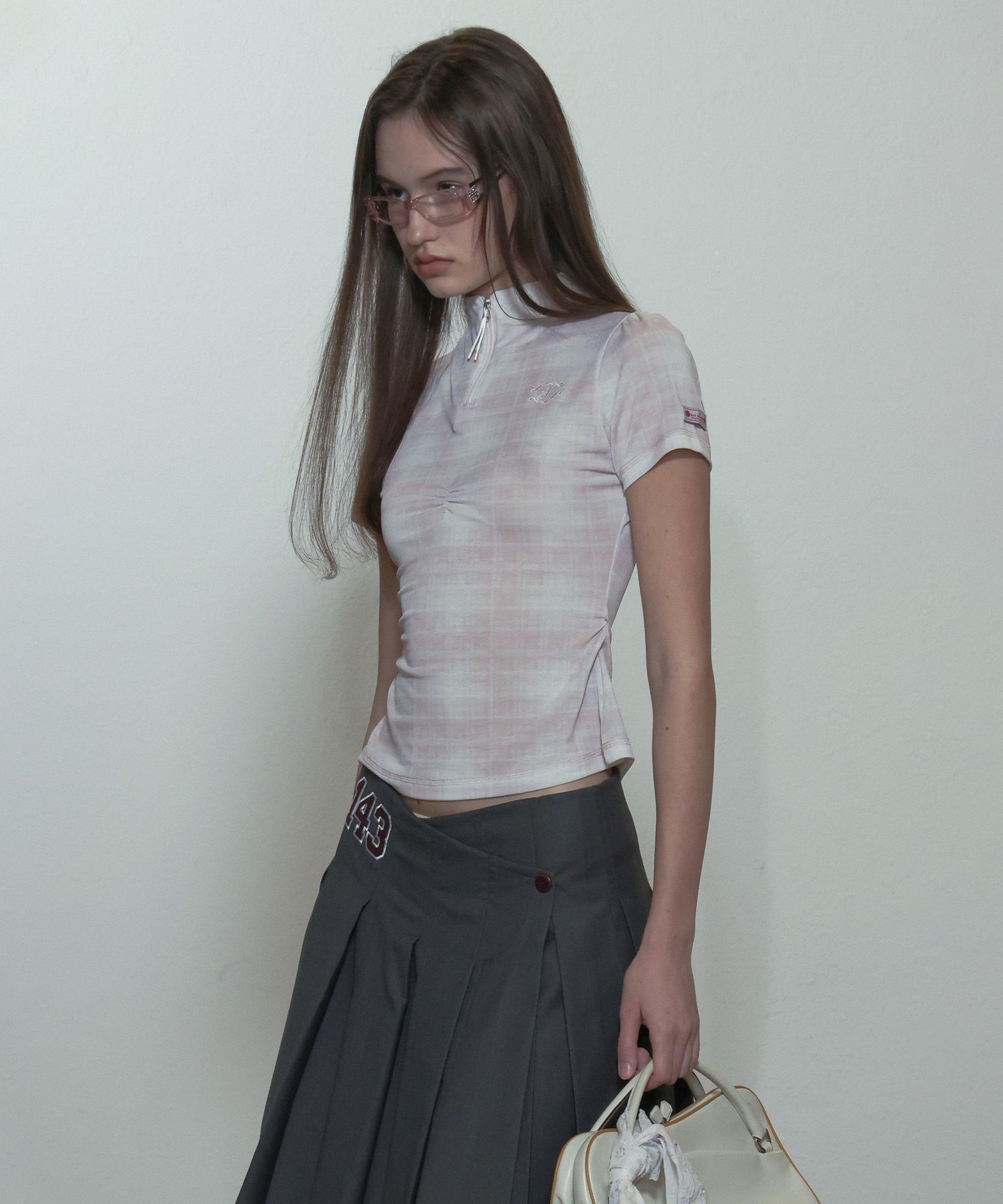 MUSINSA | SCULPTOR Geek Half Zip-Up Pale Pink