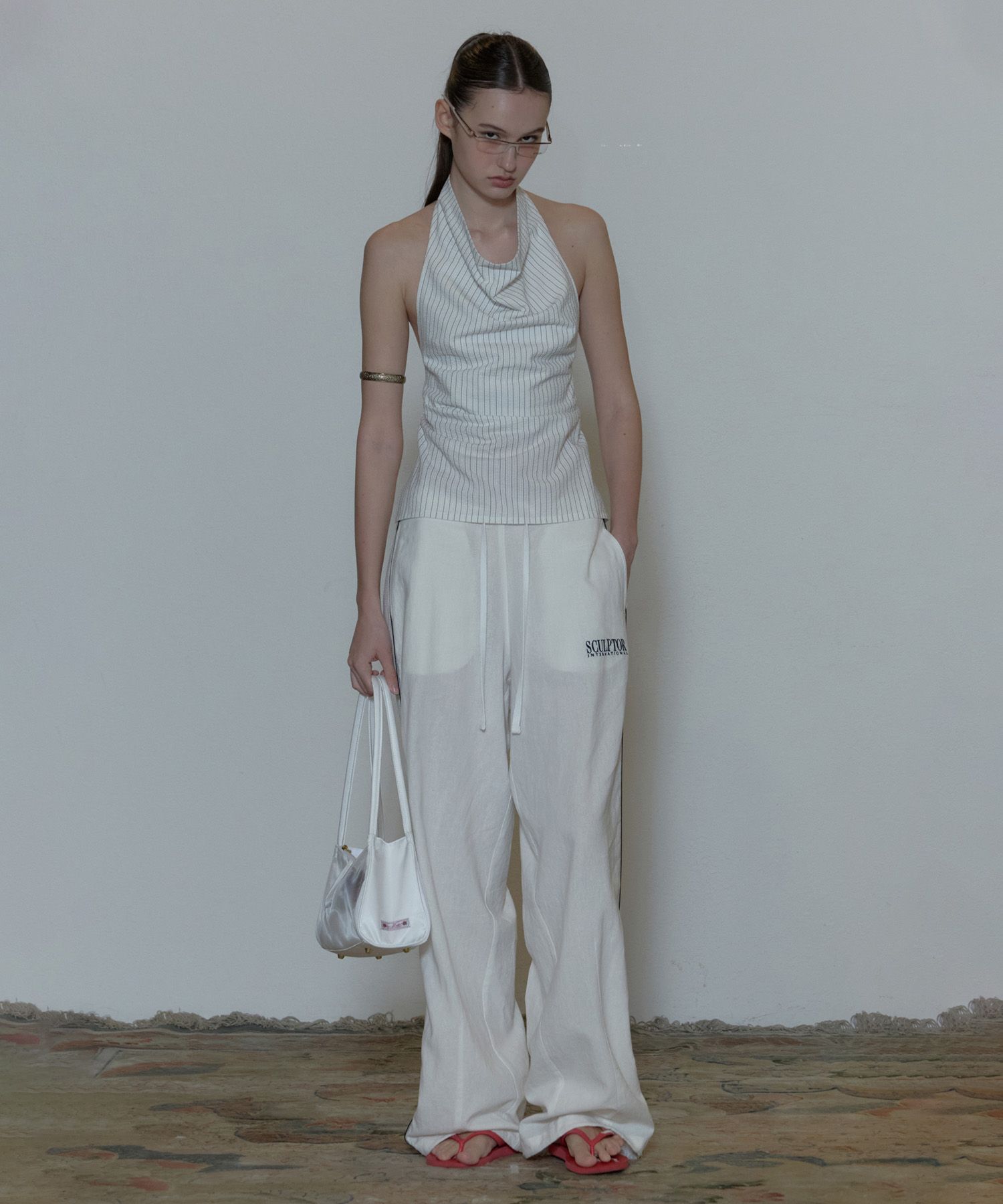 ★SCULPTOR★ Mesh Piping Linen Pants Pale Blue SC24S417BL MUSINSA | SCULPTOR Mesh Piping Linen Pants White