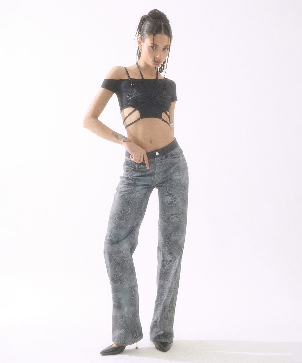 배디(BADEE) Layered Strap Bra Top Black