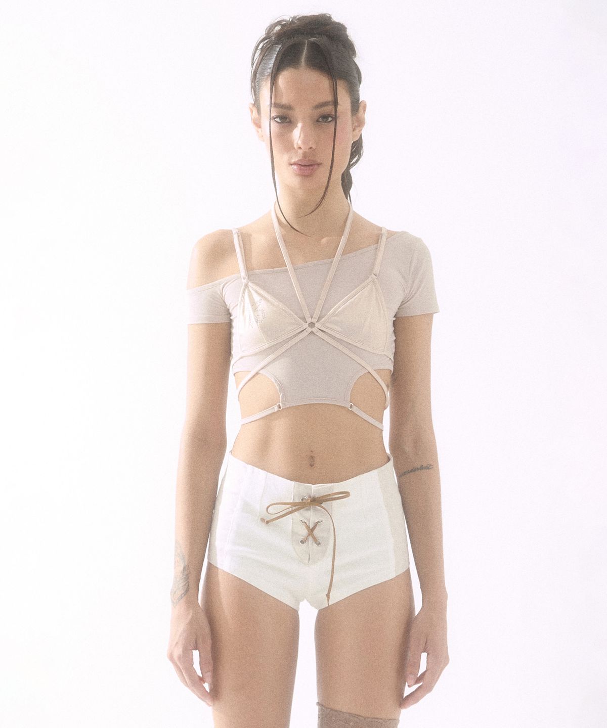 배디(BADEE) Layered Strap Bra Top Sand
