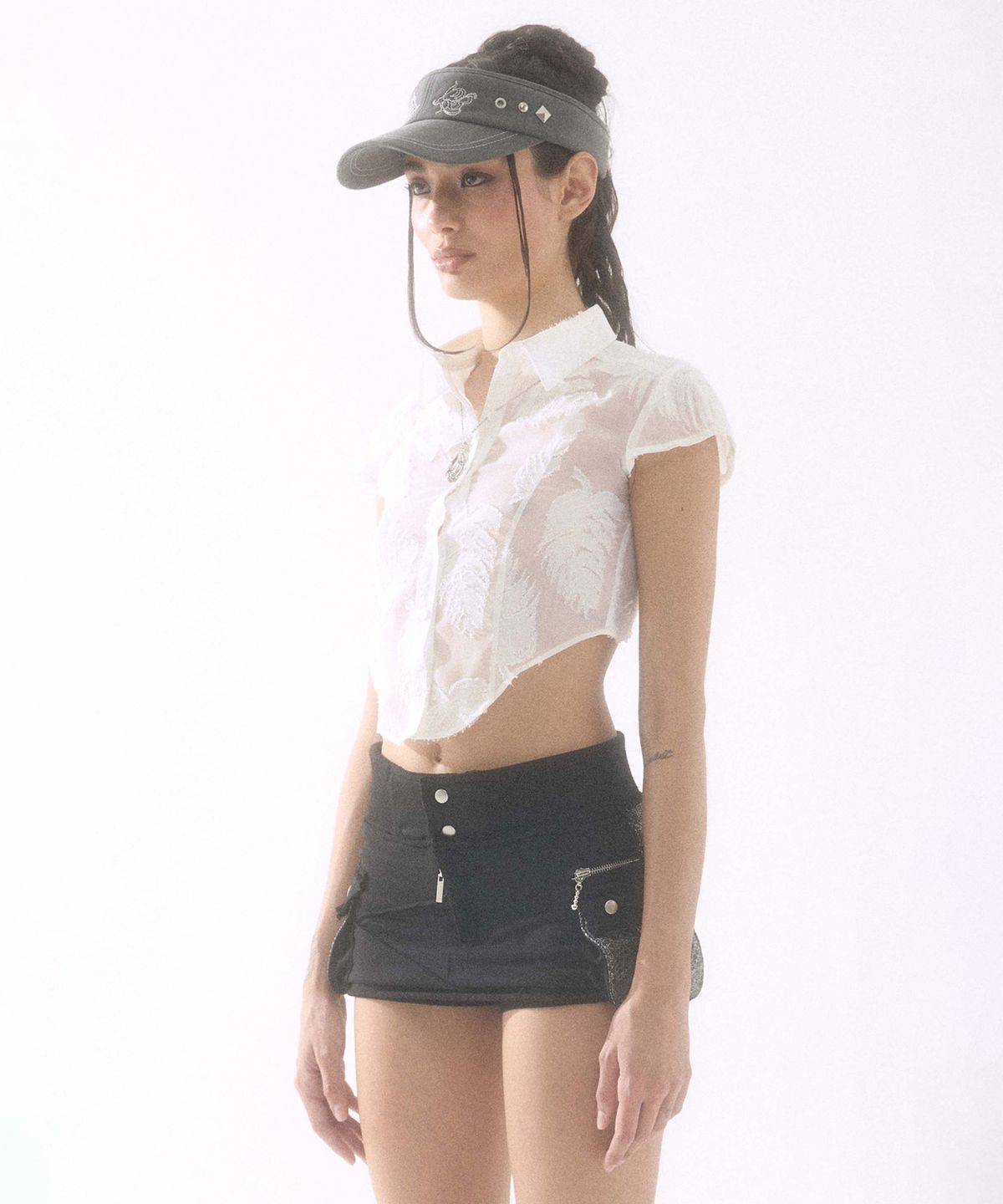 배디(BADEE) Palm Leaves Corset Shirt White