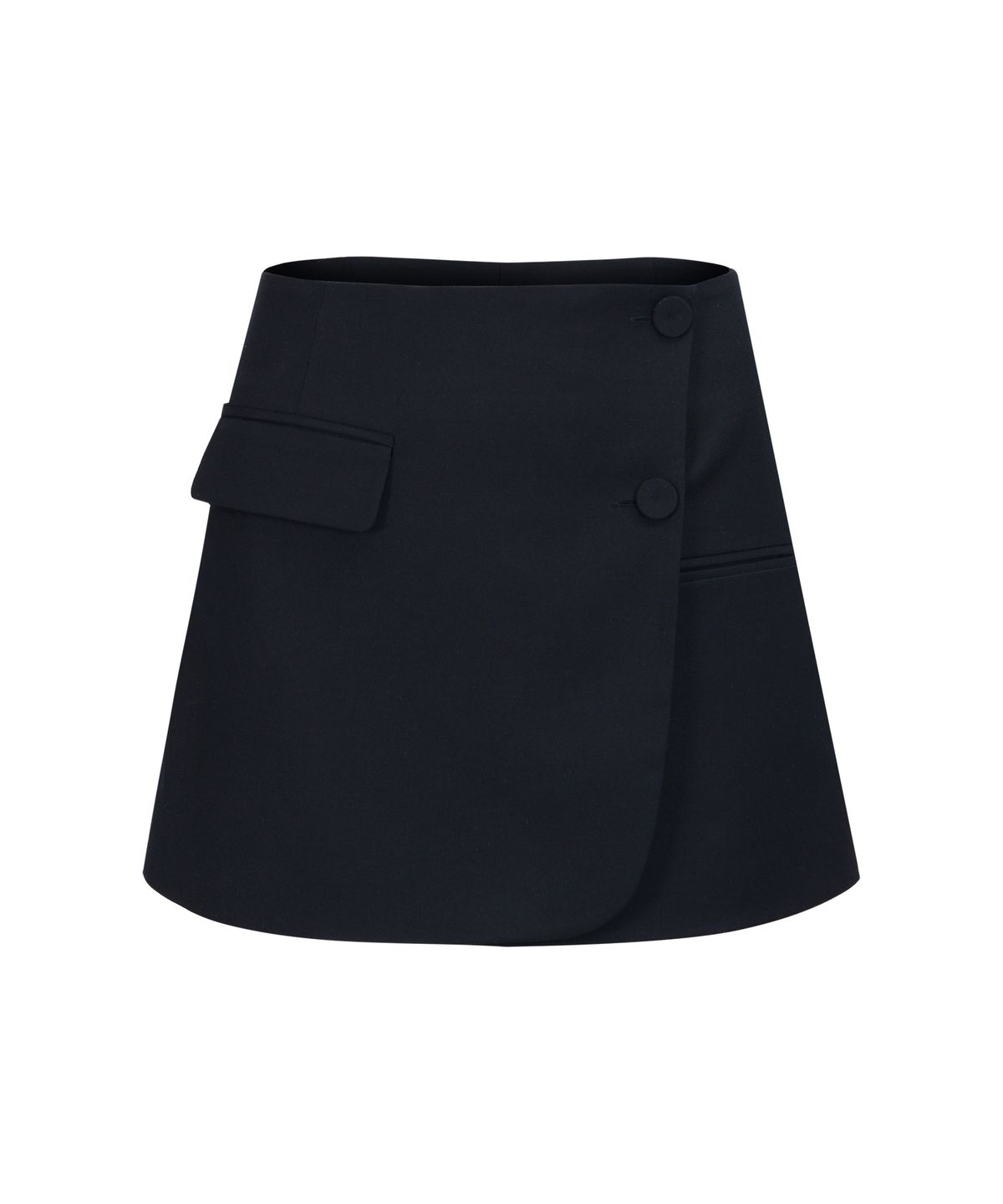 언뮤트(UNMUTE) TAILORED MINI WRAP SKIRT(BLACK NAVY)