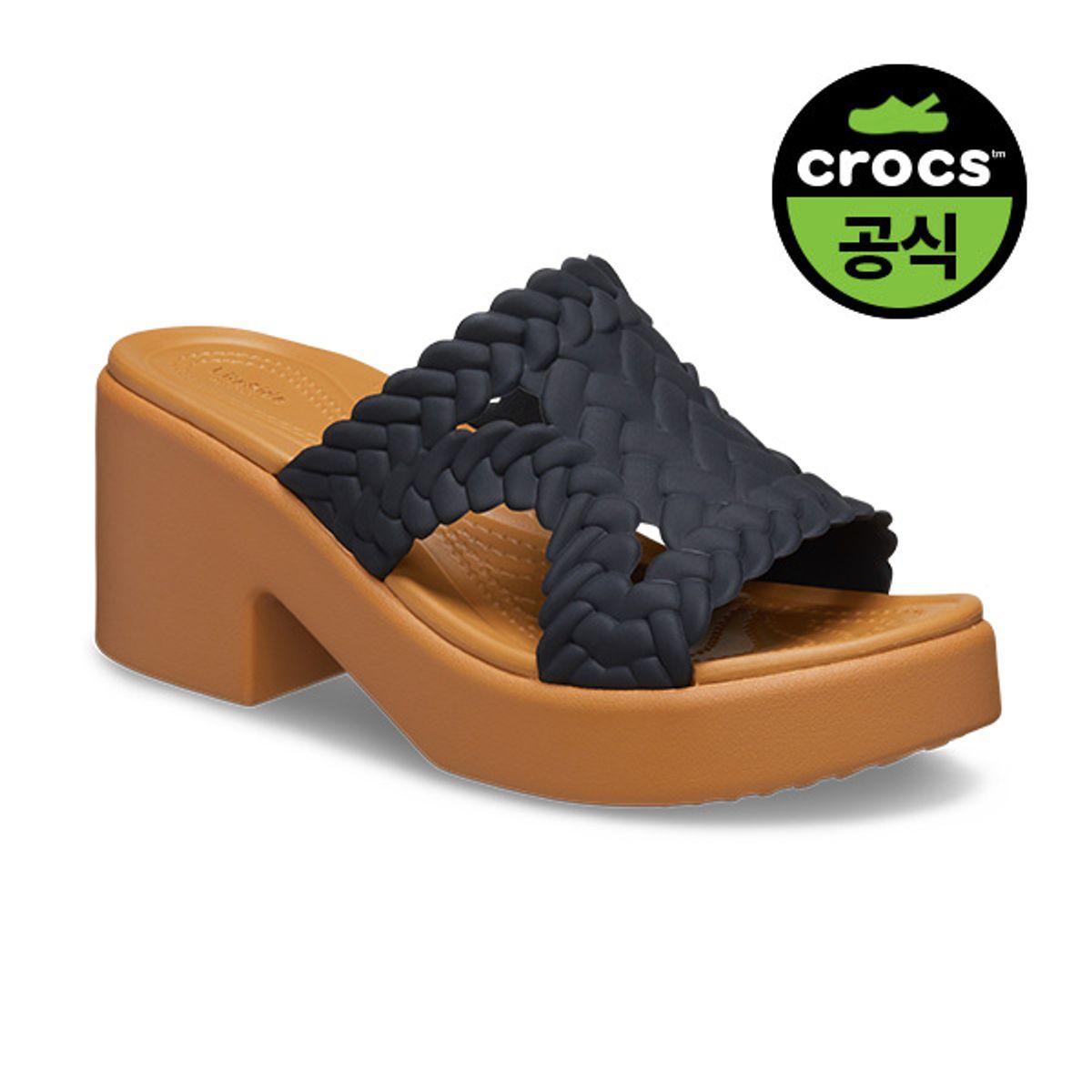 크록스(CROCS) 여성 브루클린 우븐 슬라이드 힐 BK (24SWSD209979)