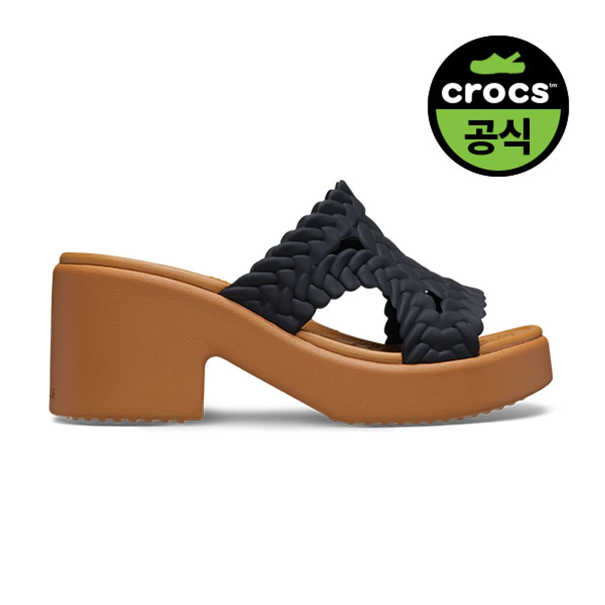 크록스(CROCS) 여성 브루클린 우븐 슬라이드 힐 BK (24SWSD209979)
