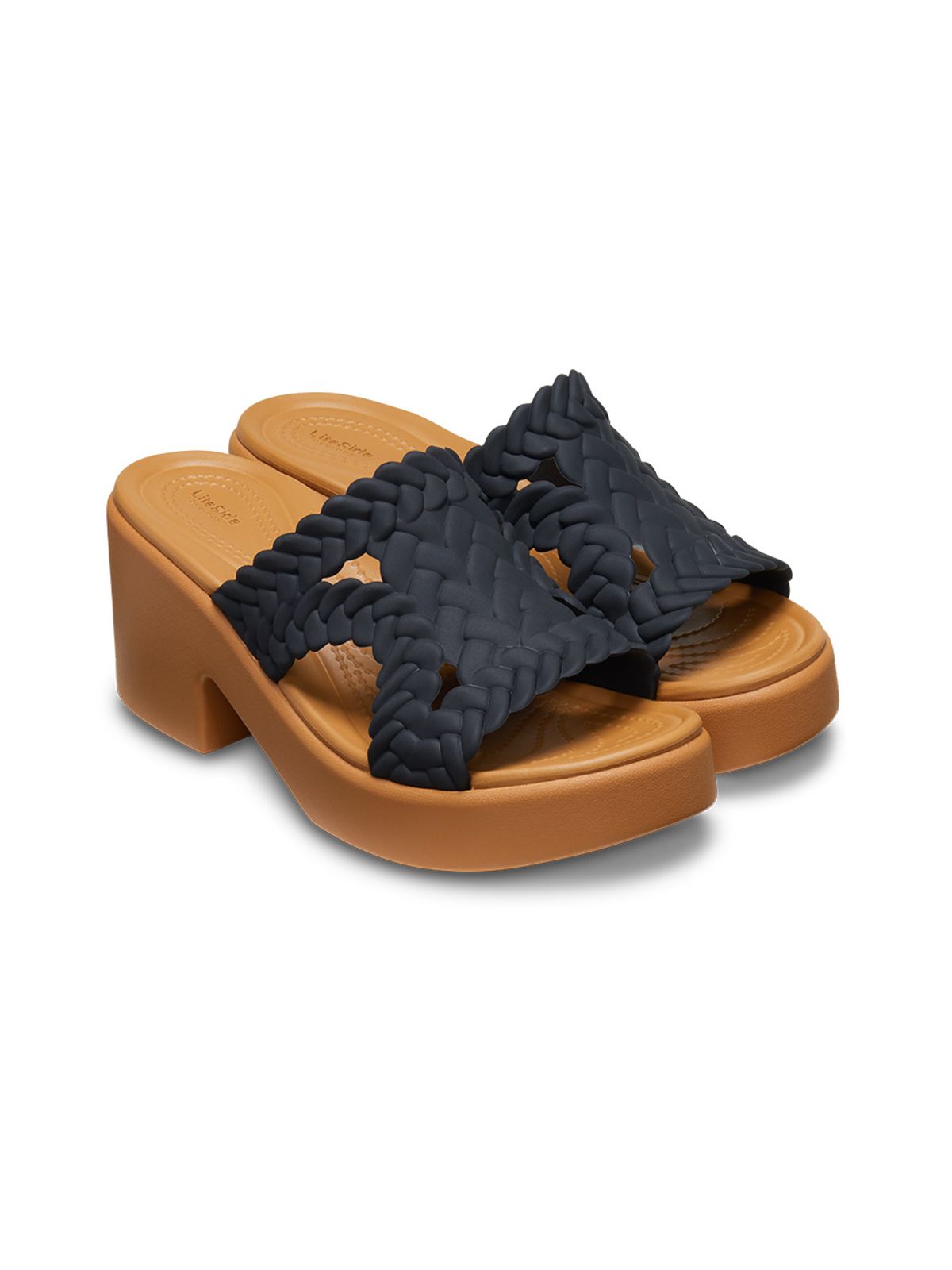 크록스(CROCS) 여성 브루클린 우븐 슬라이드 힐 BK (24SWSD209979)