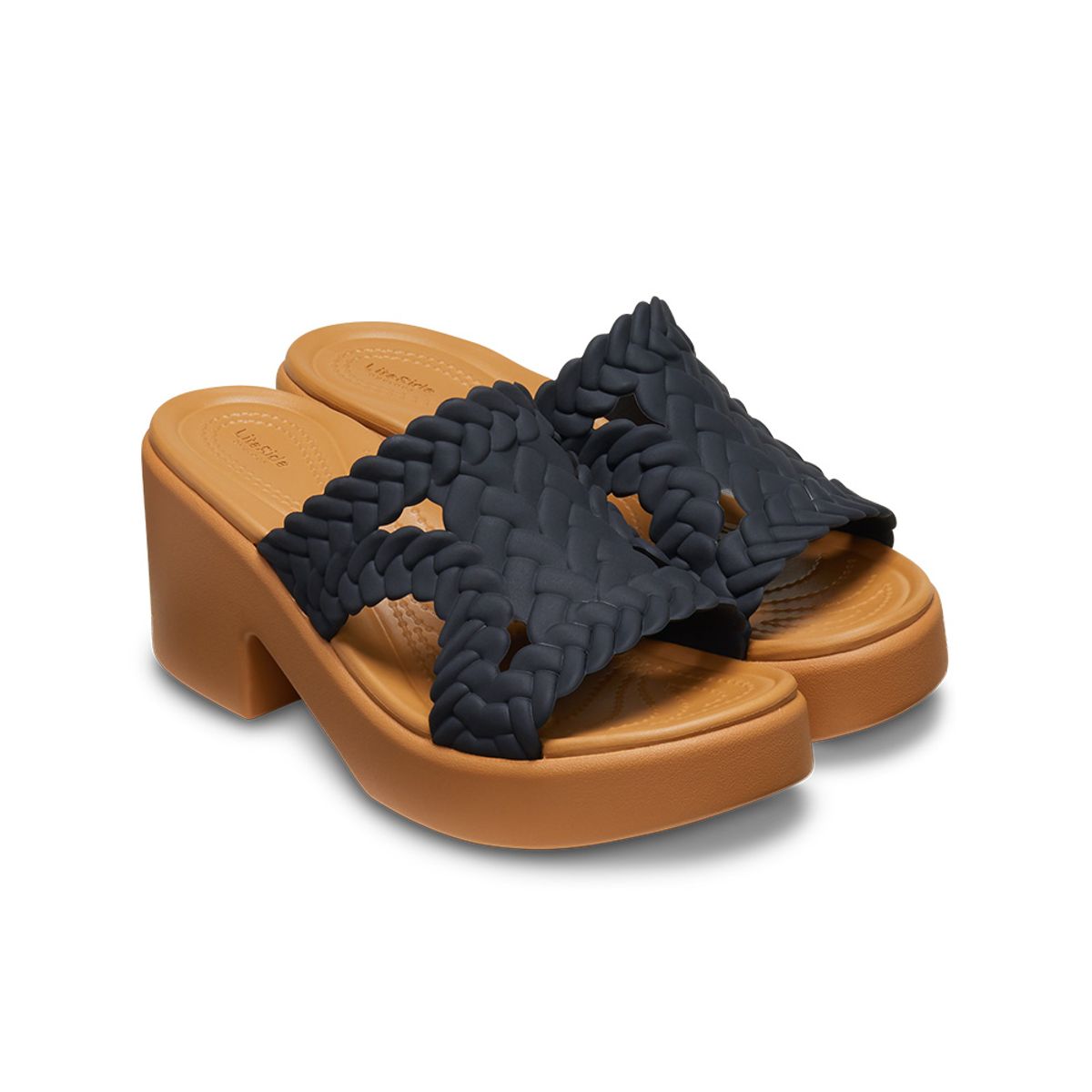크록스(CROCS) 여성 브루클린 우븐 슬라이드 힐 BK (24SWSD209979)
