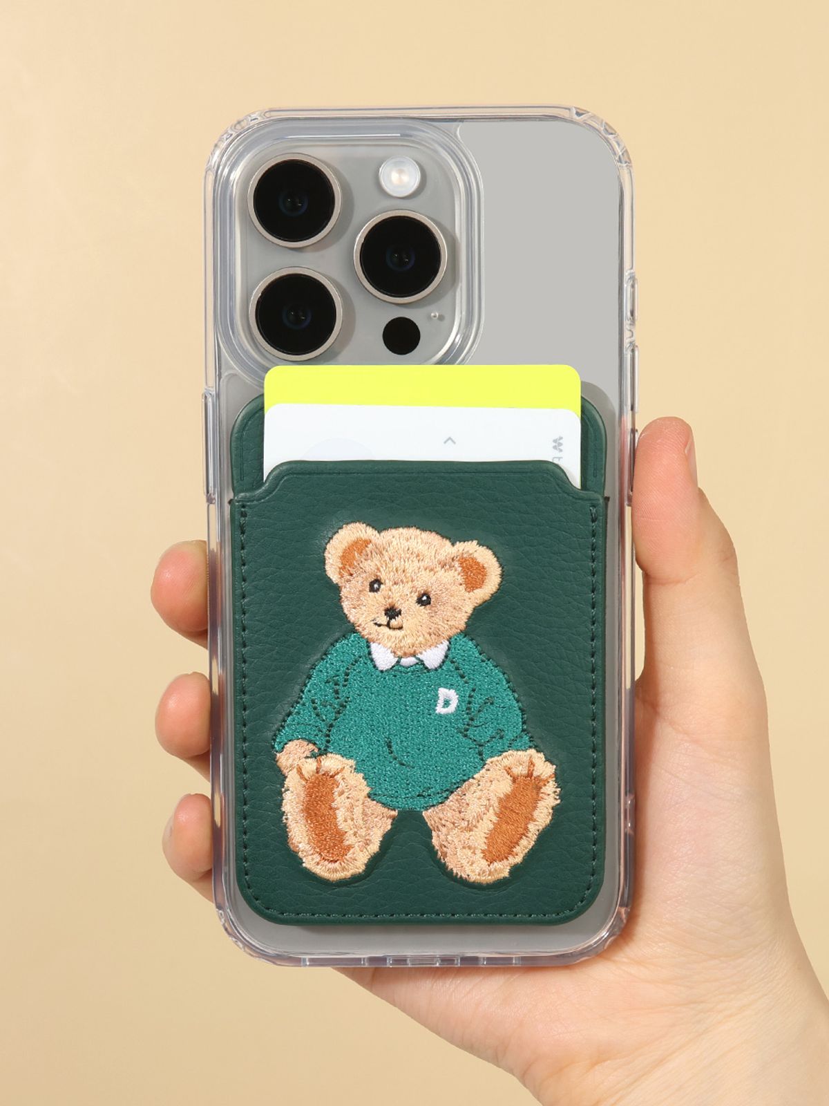 디자인스킨(DESIGNSKIN) 맥세이프 카드 지갑 -클래식/그린 베어