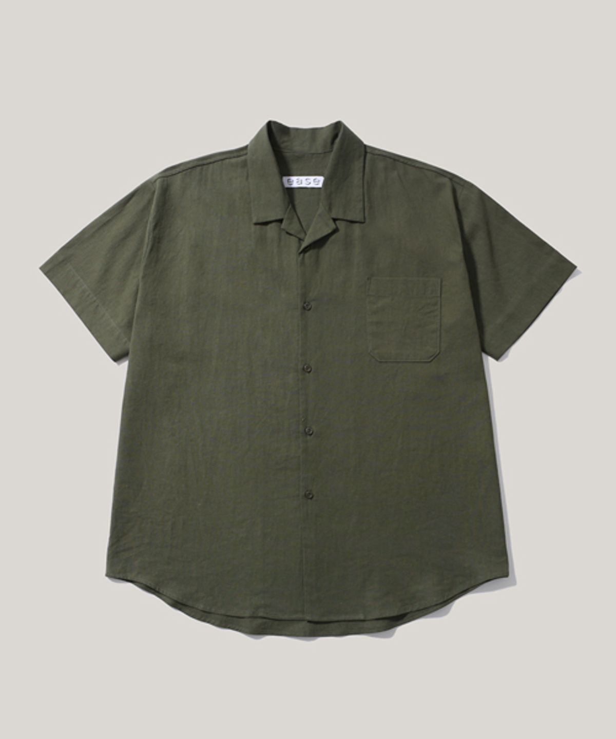 이즈(EASE) LINEN OPEN COLLAR 1/2SHIRTS_KHAKI
