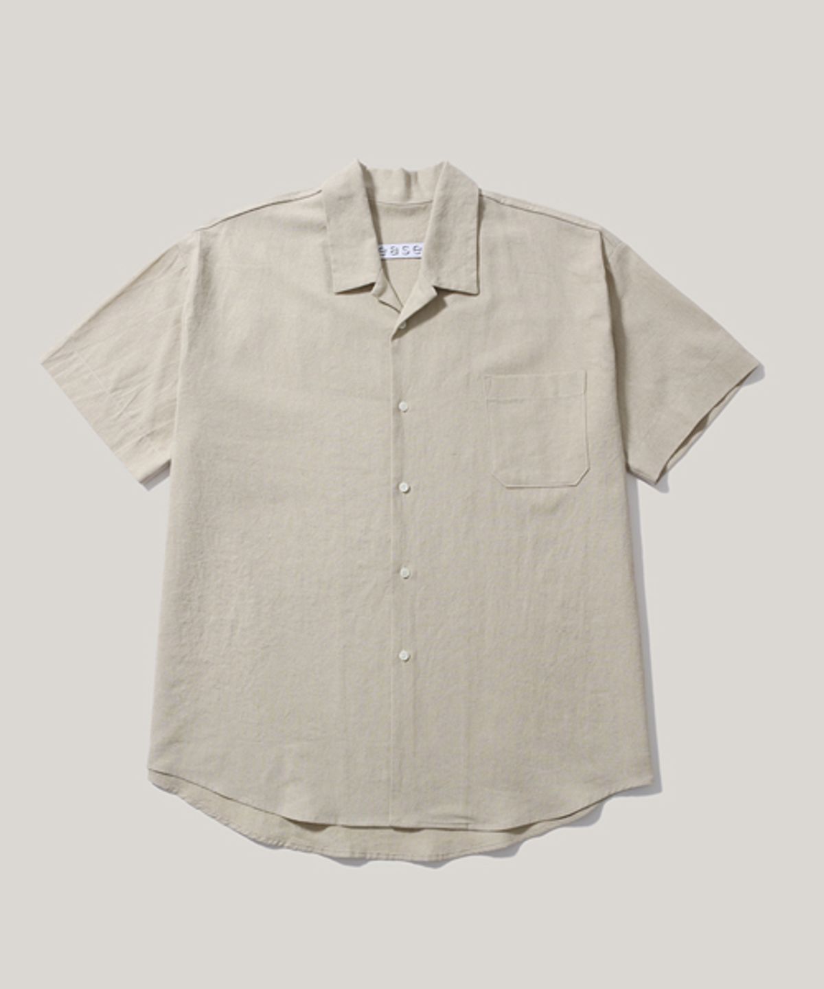 이즈(EASE) LINEN OPEN COLLAR 1/2SHIRTS_OATMEAL