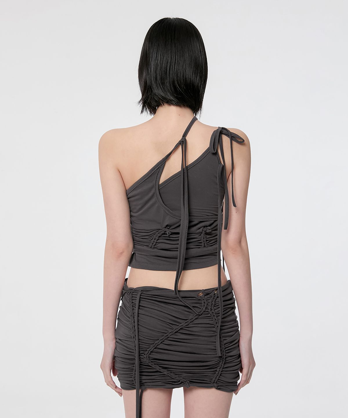 플레어업(FLAREUP) [SET] Handmade Twisted Layered Top (FL-118_Charcoal)