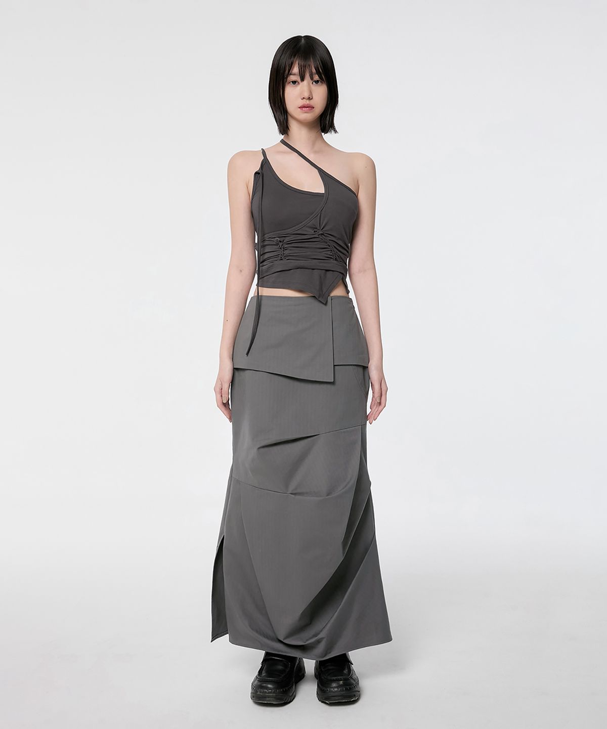 플레어업(FLAREUP) [SET] Handmade Twisted Layered Top (FL-118_Charcoal)