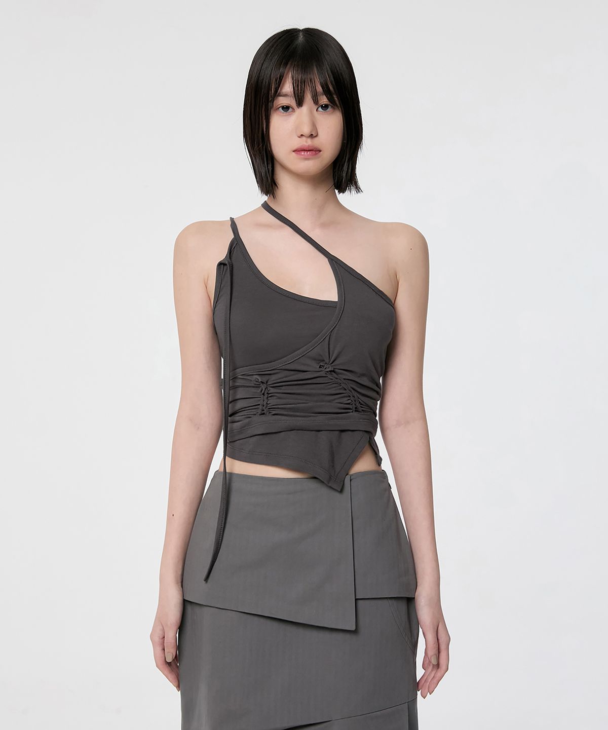 플레어업(FLAREUP) [SET] Handmade Twisted Layered Top (FL-118_Charcoal)
