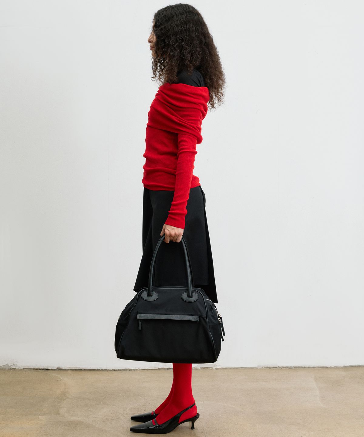 크리스틴프로젝트(CHRISTINE PROJECT) TWO ZIPPER BAG NYLON ORIGINAL(BLACK PEPPER)