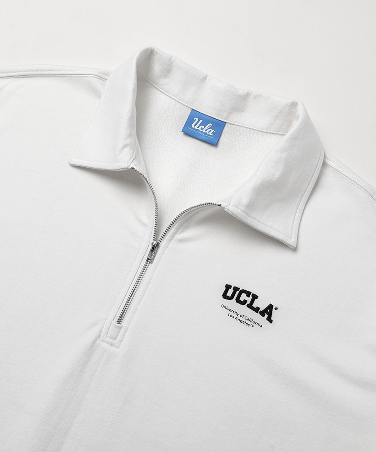유씨엘에이(UCLA) 남녀공용 미니쮸리 칼라 반집업 반팔 티셔츠[O-WHITE](UA4ST91_33)