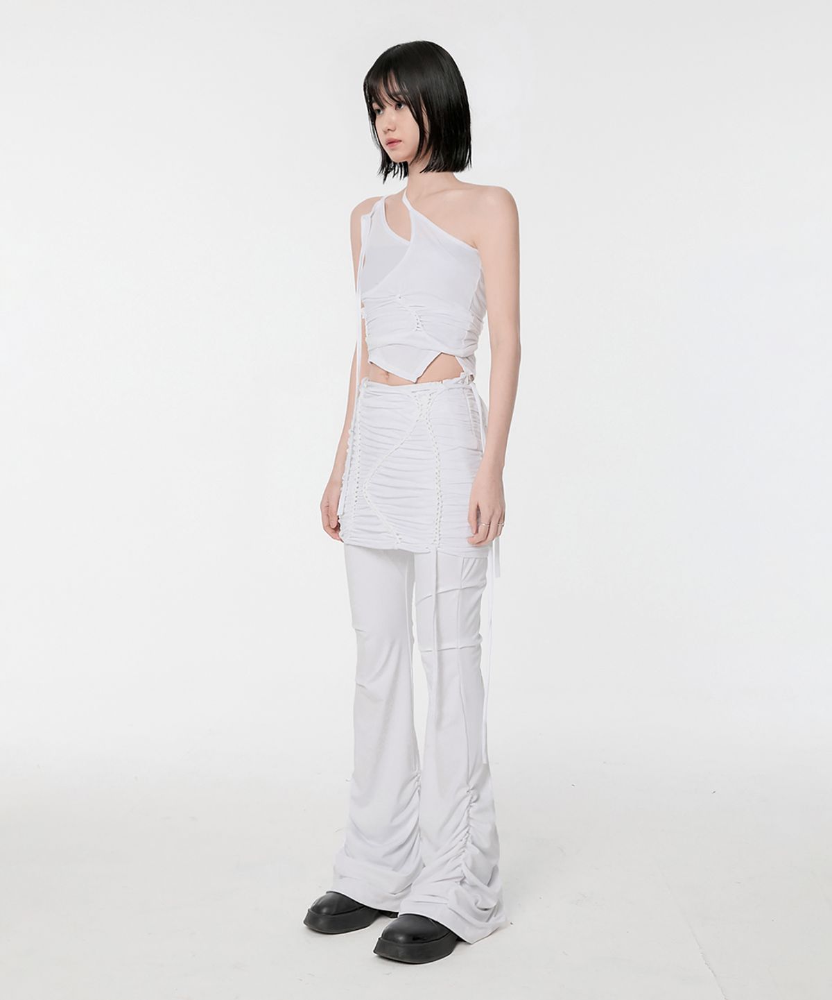 플레어업(FLAREUP) [SET] Handmade Twisted Layered Top (FL-118_White)
