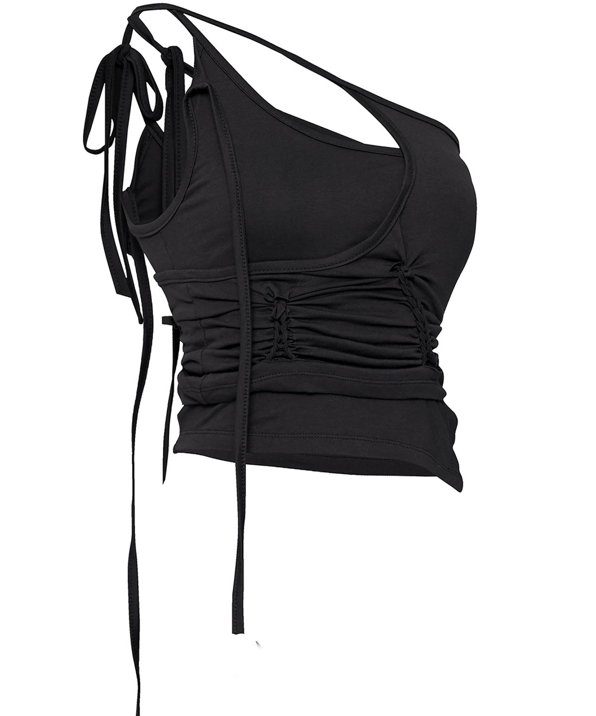 플레어업(FLAREUP) [SET] Handmade Twisted Layered Top (FL-118_Black)