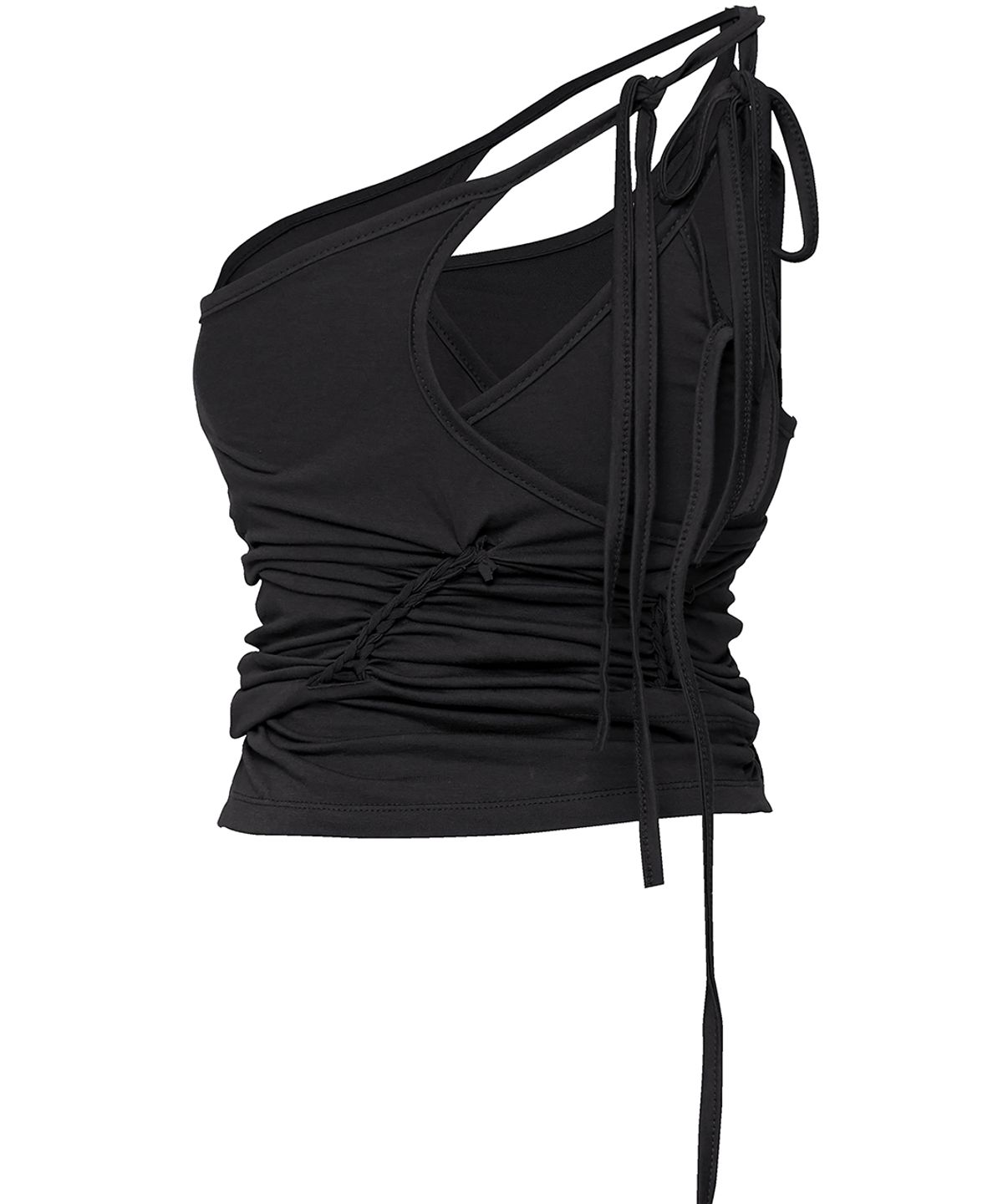 플레어업(FLAREUP) [SET] Handmade Twisted Layered Top (FL-118_Black)