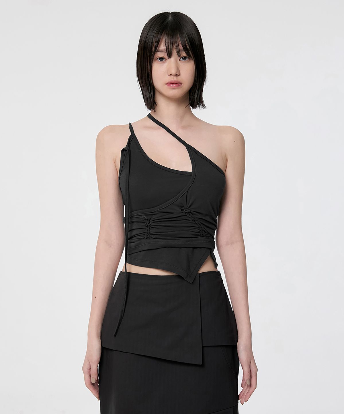 플레어업(FLAREUP) [SET] Handmade Twisted Layered Top (FL-118_Black)