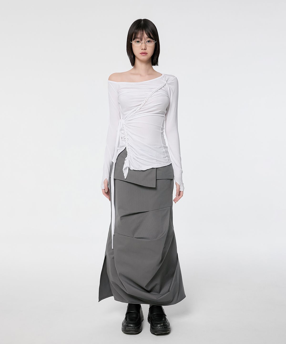 플레어업(FLAREUP) Handmade Twisted One-Shoulder Long Sleeve (FL-117_White)
