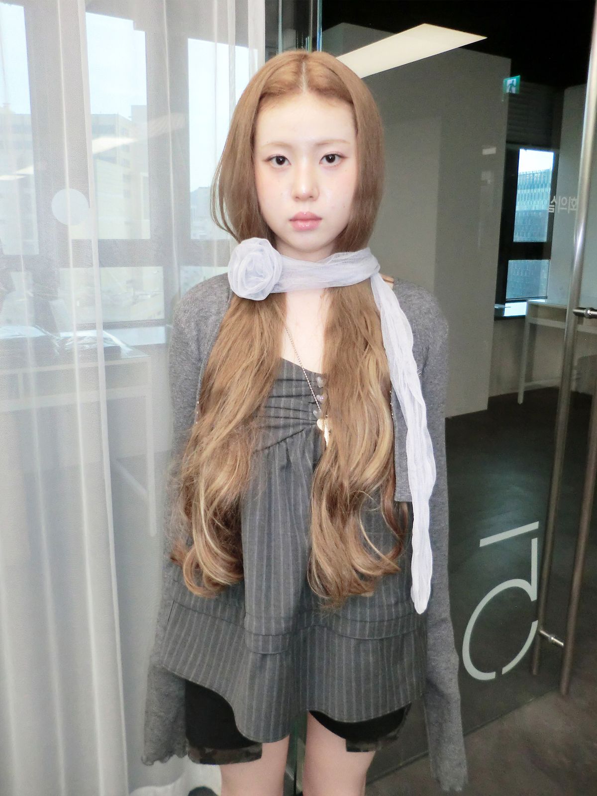 헤티(HETIT) 링클 로즈 스카프 (페일스카이)
