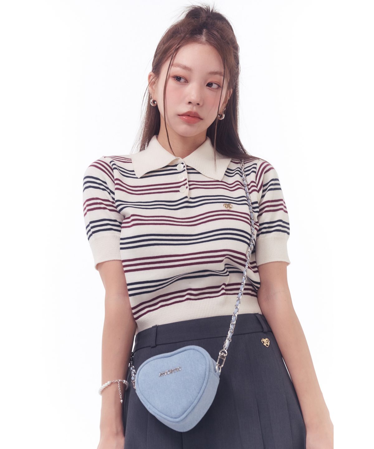 아노에틱(ANOETIC) HEART CHAIN MINI BAG_DENIM
