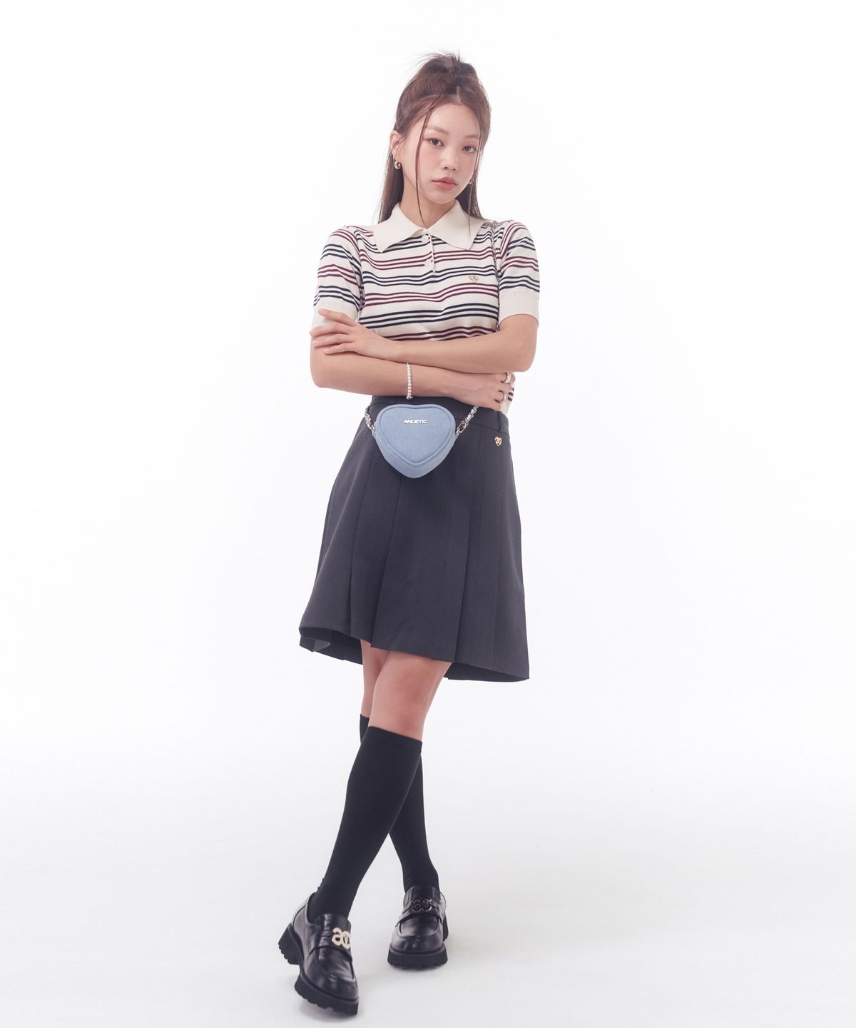 아노에틱(ANOETIC) HEART CHAIN MINI BAG_DENIM