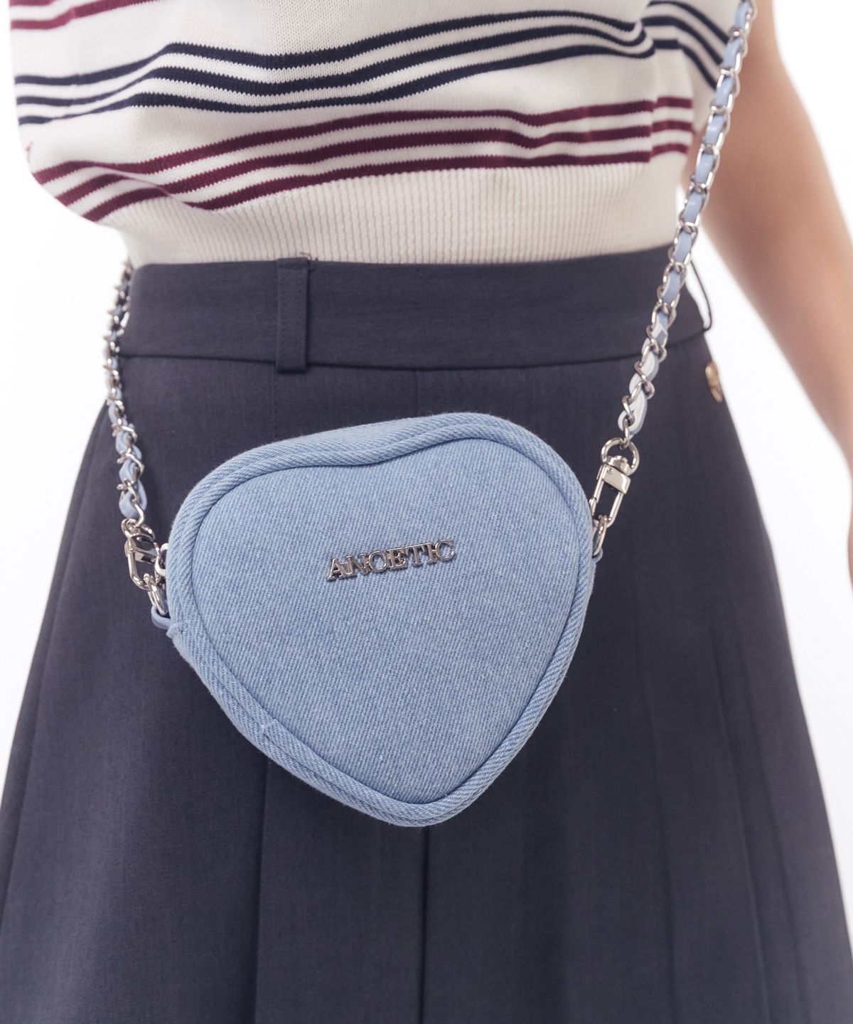 아노에틱(ANOETIC) HEART CHAIN MINI BAG_DENIM