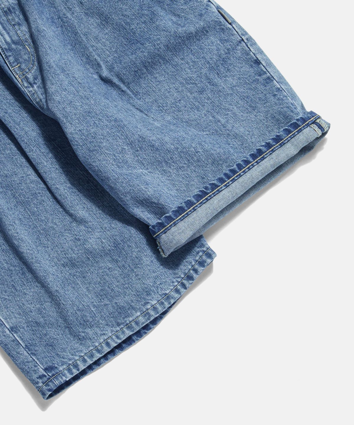 에스피오나지(ESPIONAGE) Double Pleats Denim Shorts Light Indigo