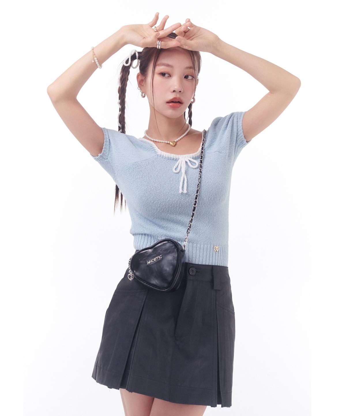 아노에틱(ANOETIC) HEART CHAIN MINI BAG_BLACK