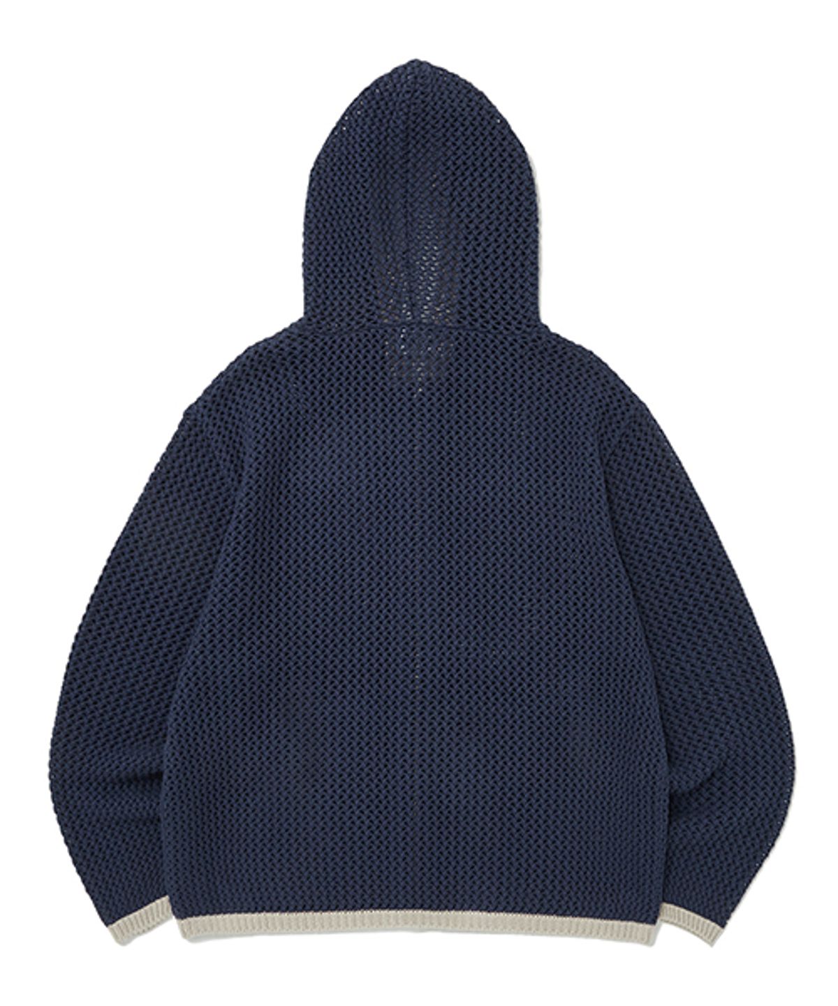 위캔더스(WKNDRS) KNITTED CROCHET ZIPUP HOODIE (NAVY)