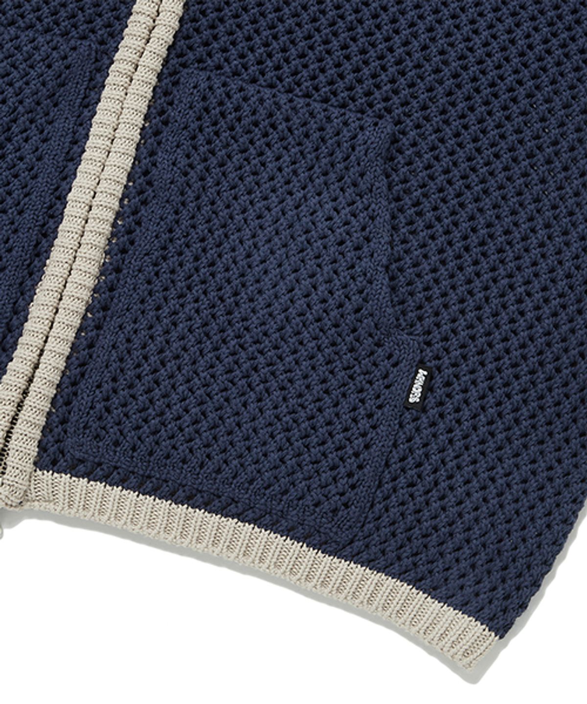 위캔더스(WKNDRS) KNITTED CROCHET ZIPUP HOODIE (NAVY)