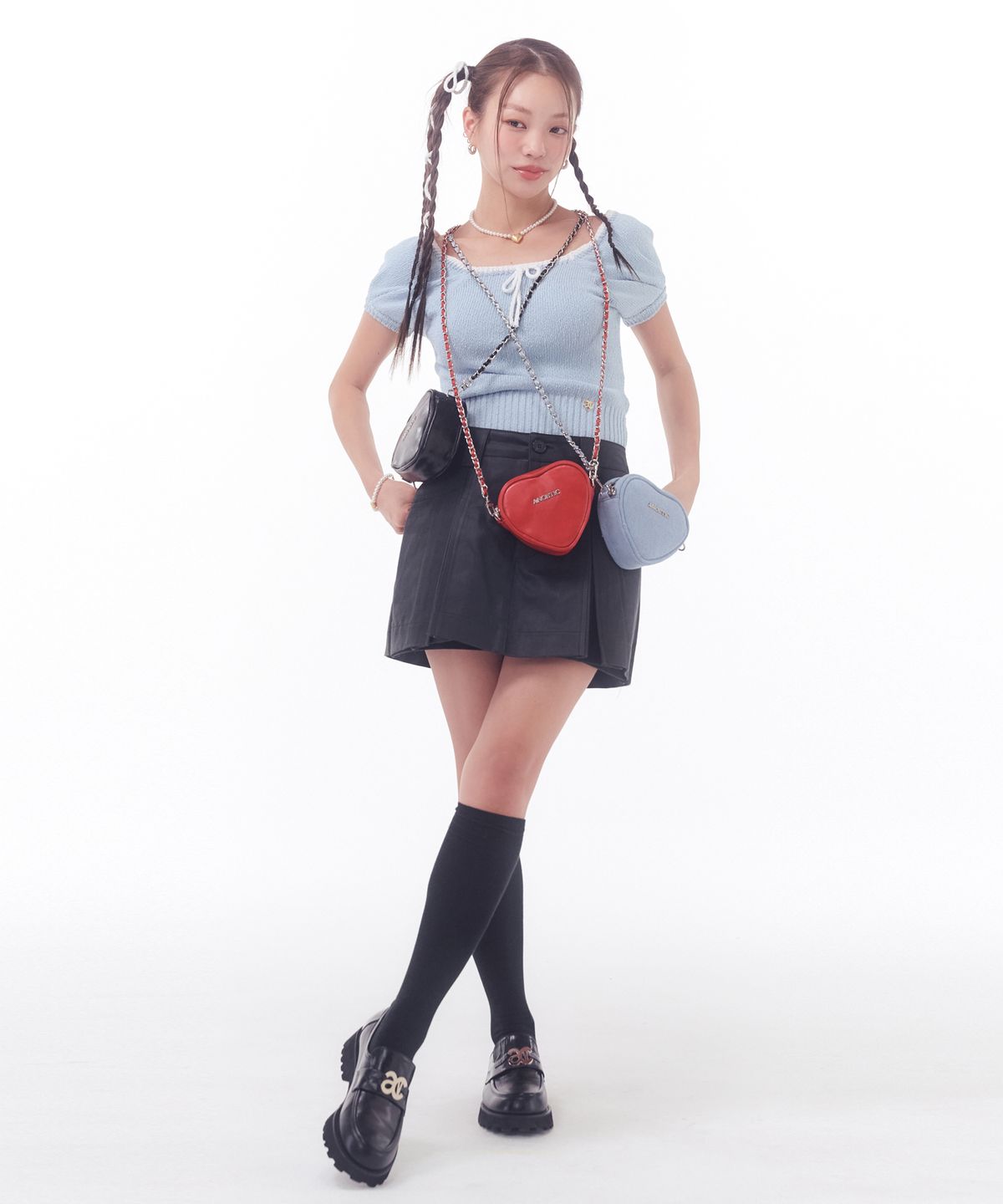 아노에틱(ANOETIC) RIBBON HALF SLEEVE KNIT_3COLOR