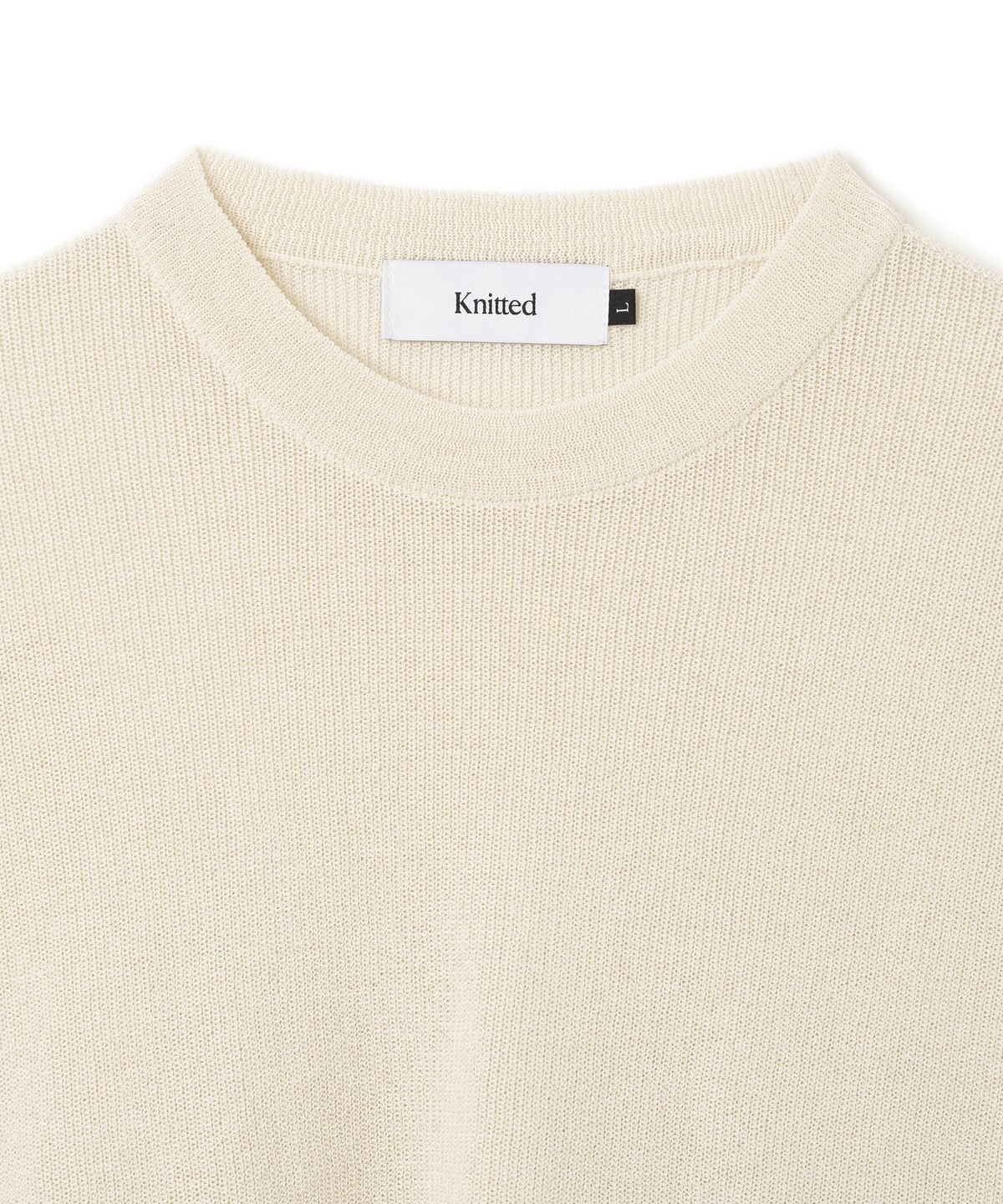 니티드(KNITTED) 쿨에버 라운드 반팔 니트티 IVORY