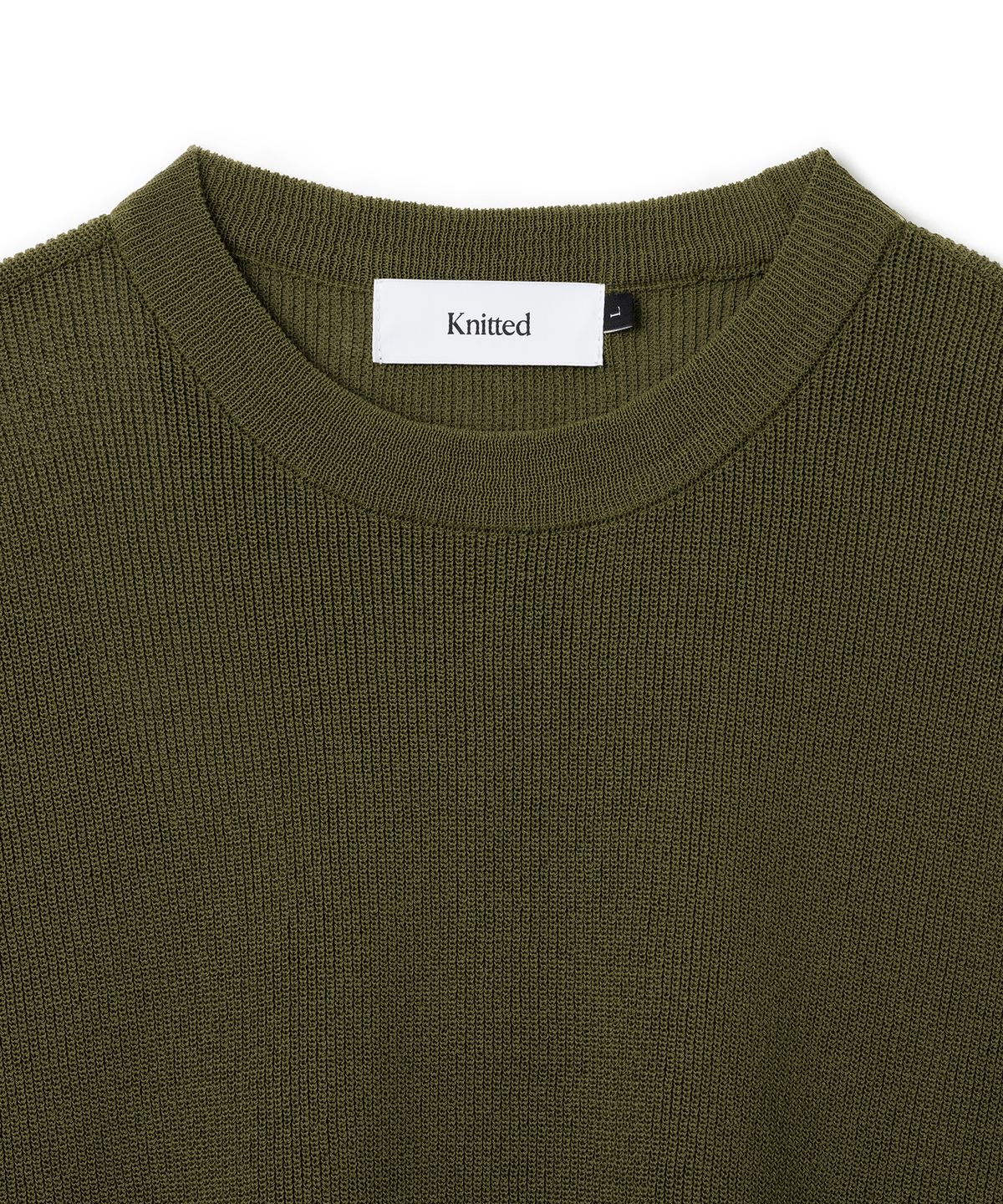 니티드(KNITTED) 쿨에버 라운드 반팔 니트티 OLIVE