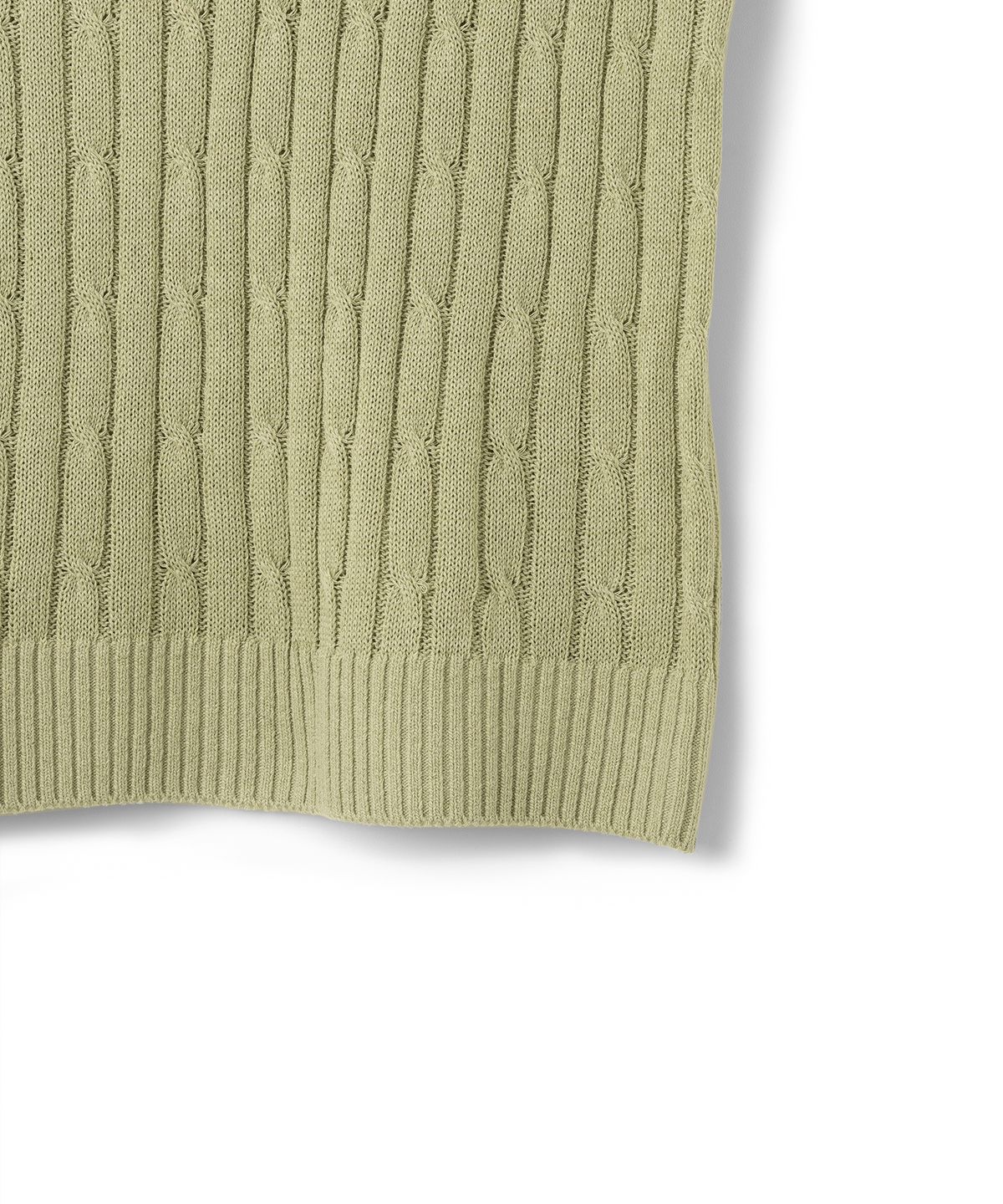 니티드(KNITTED) 린넨 케이블 카라 하프 니트 SAGE GREEN